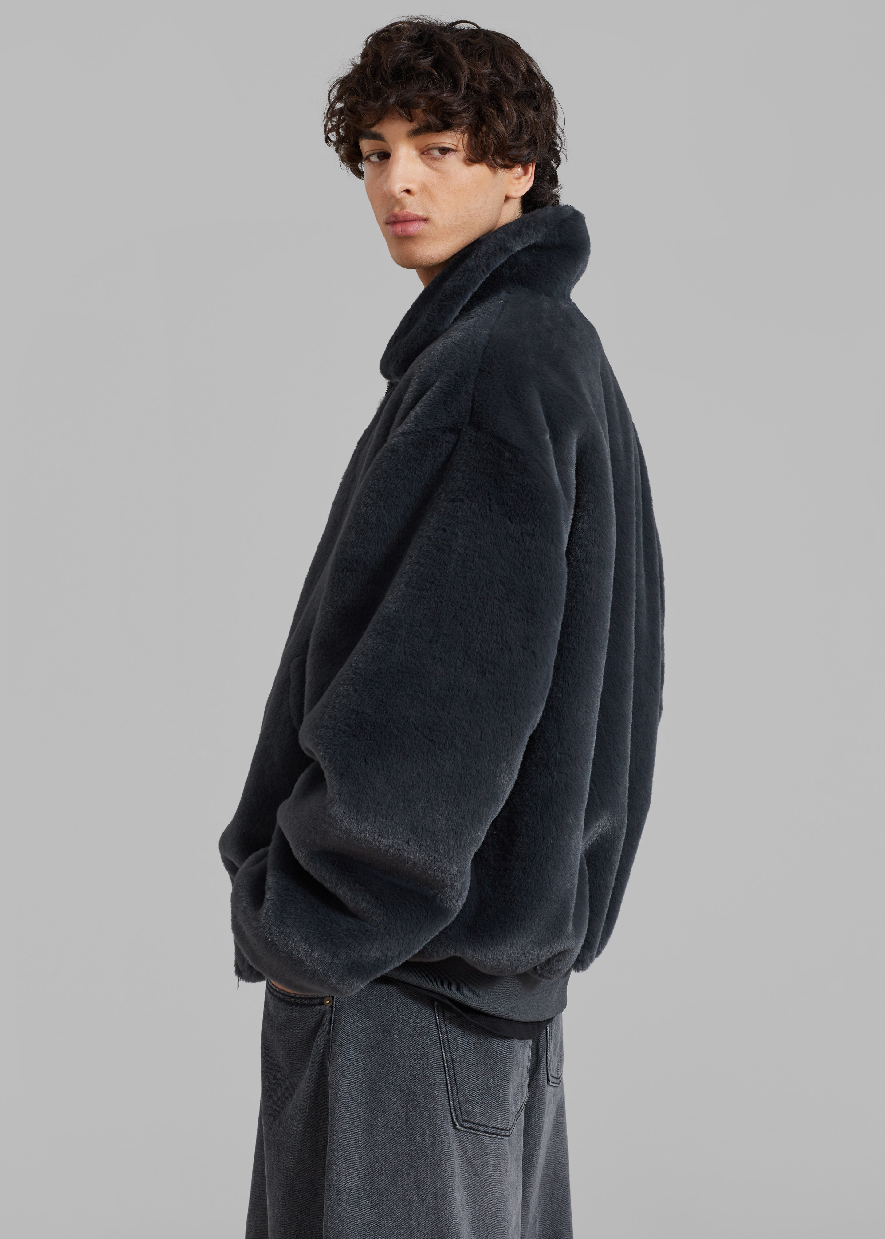 Justin Faux Fur Bomber - Storm - 5