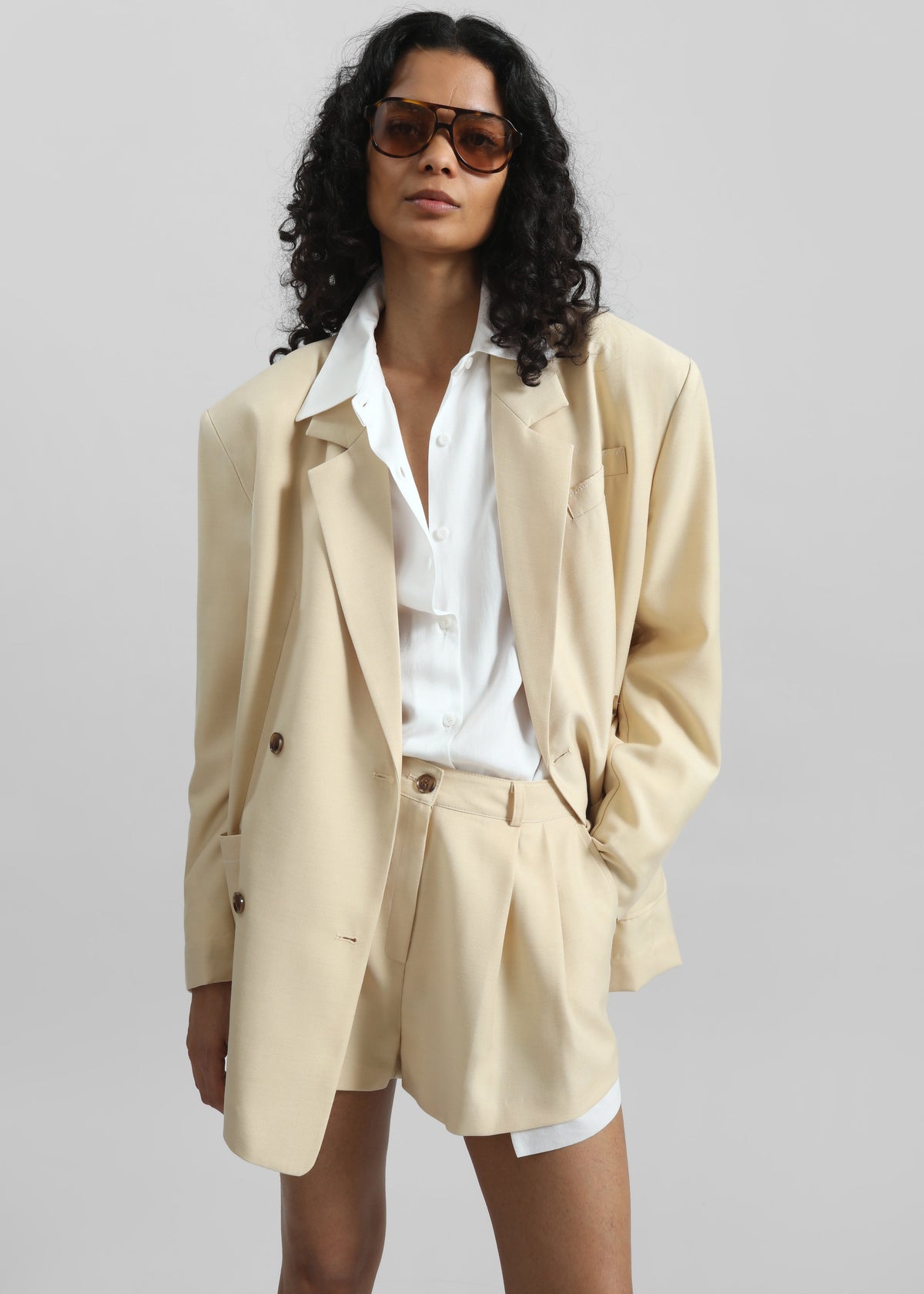Juvay Double Breasted Blazer - Pale Yellow - 5