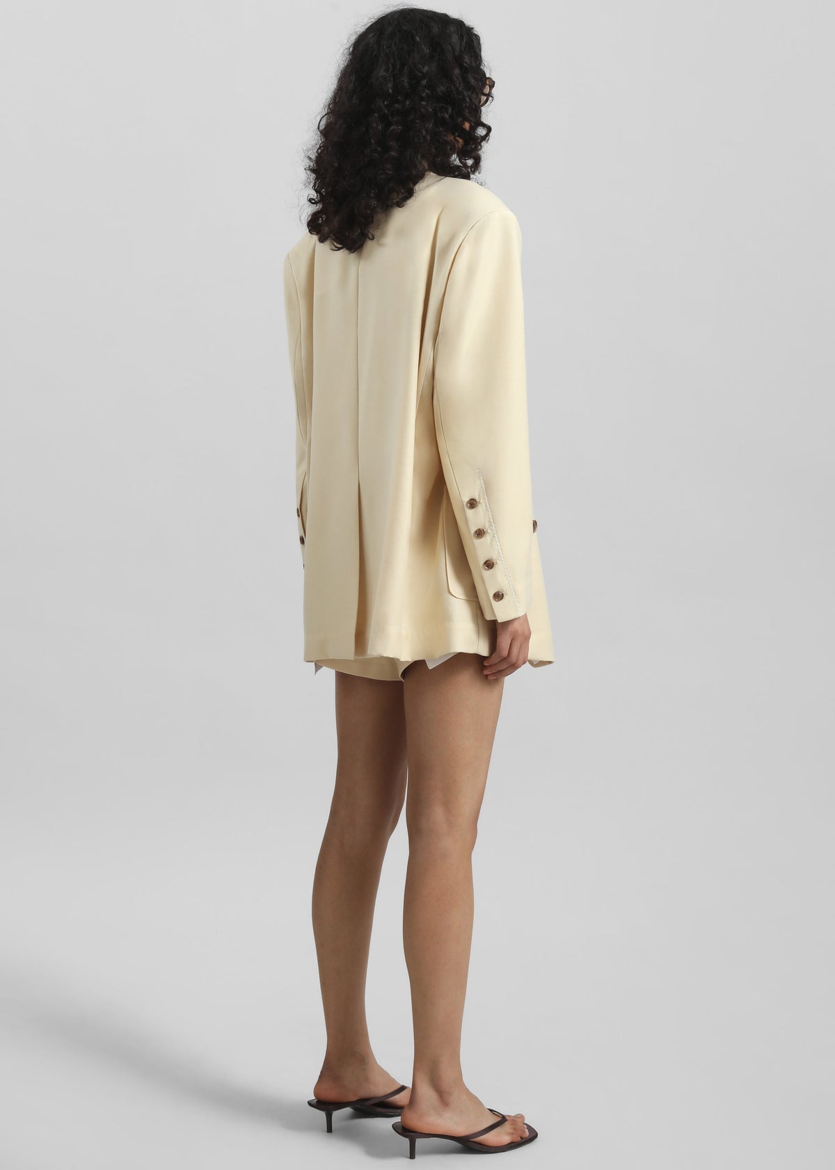 Juvay Double Breasted Blazer - Pale Yellow - 6