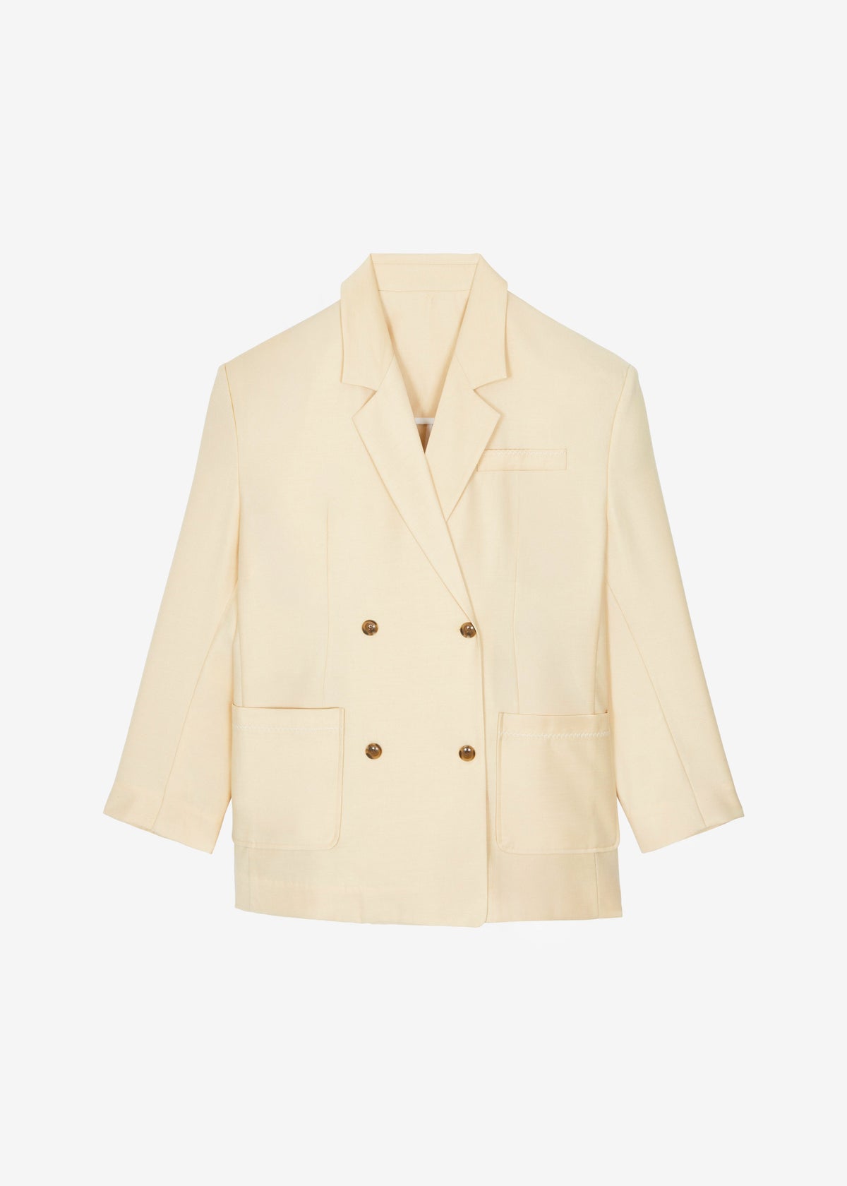 Juvay Double Breasted Blazer - Pale Yellow - 7