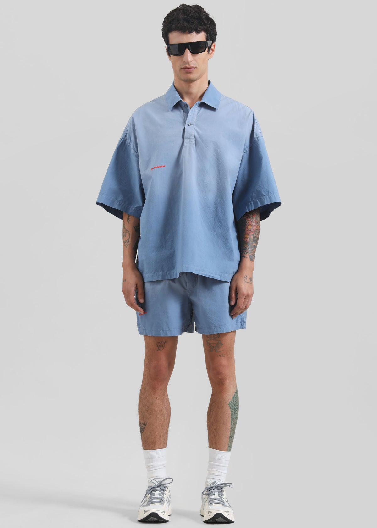 JW Anderson Logo Print Shorts - Light Blue - 3