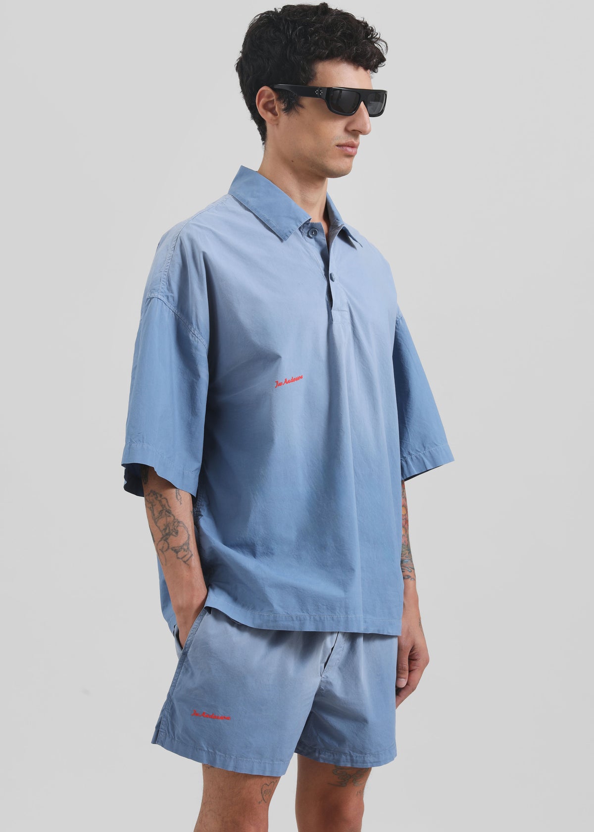 JW Anderson Logo Print Shorts - Light Blue - 4