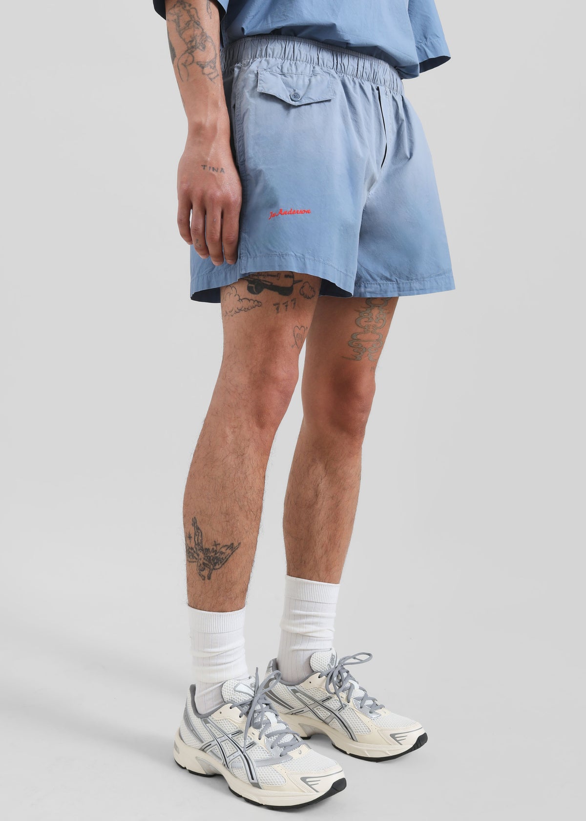 JW Anderson Logo Print Shorts - Light Blue - 5