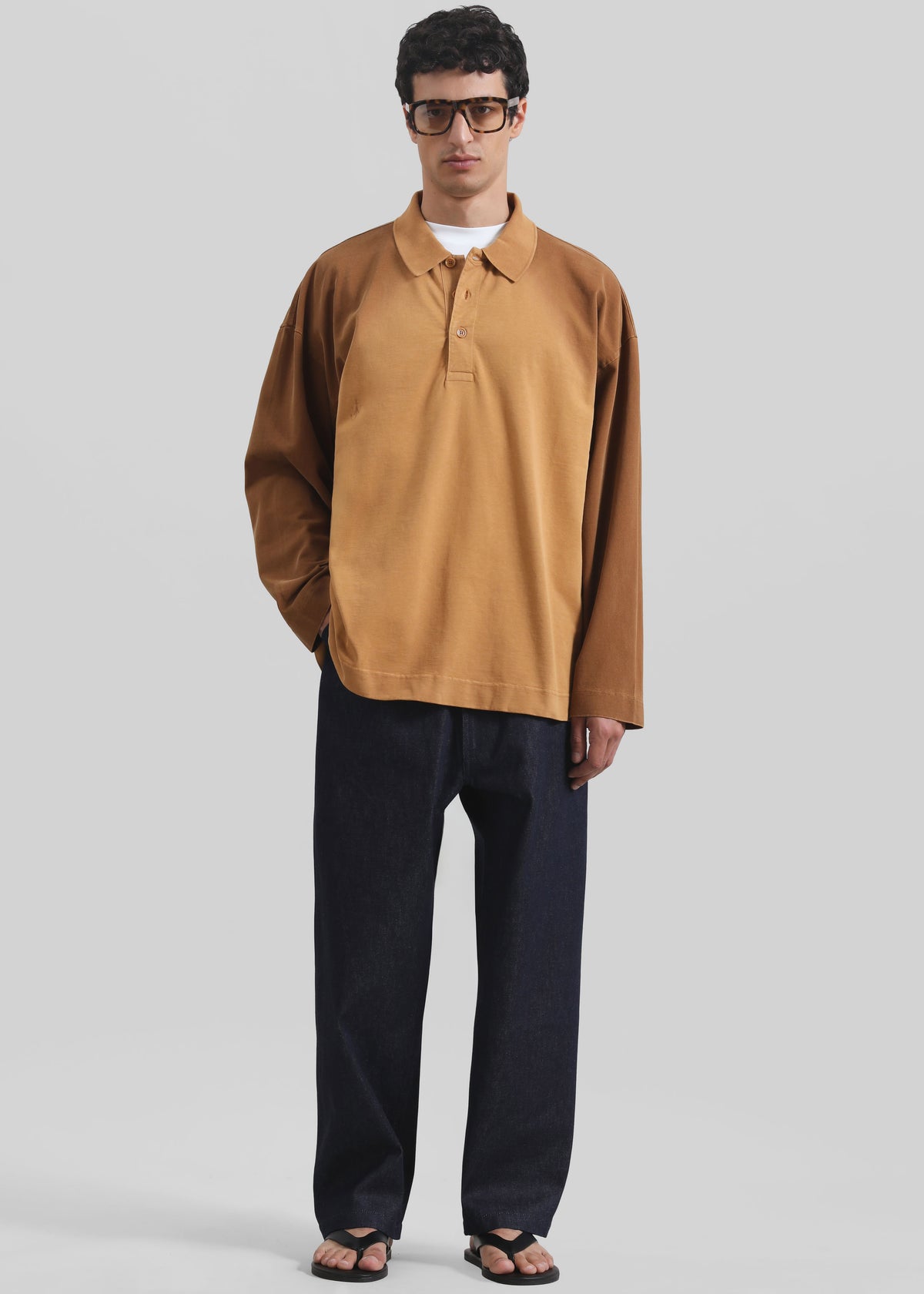 JW Anderson Long Sleeve Rugby Polo - Tobacco - 3