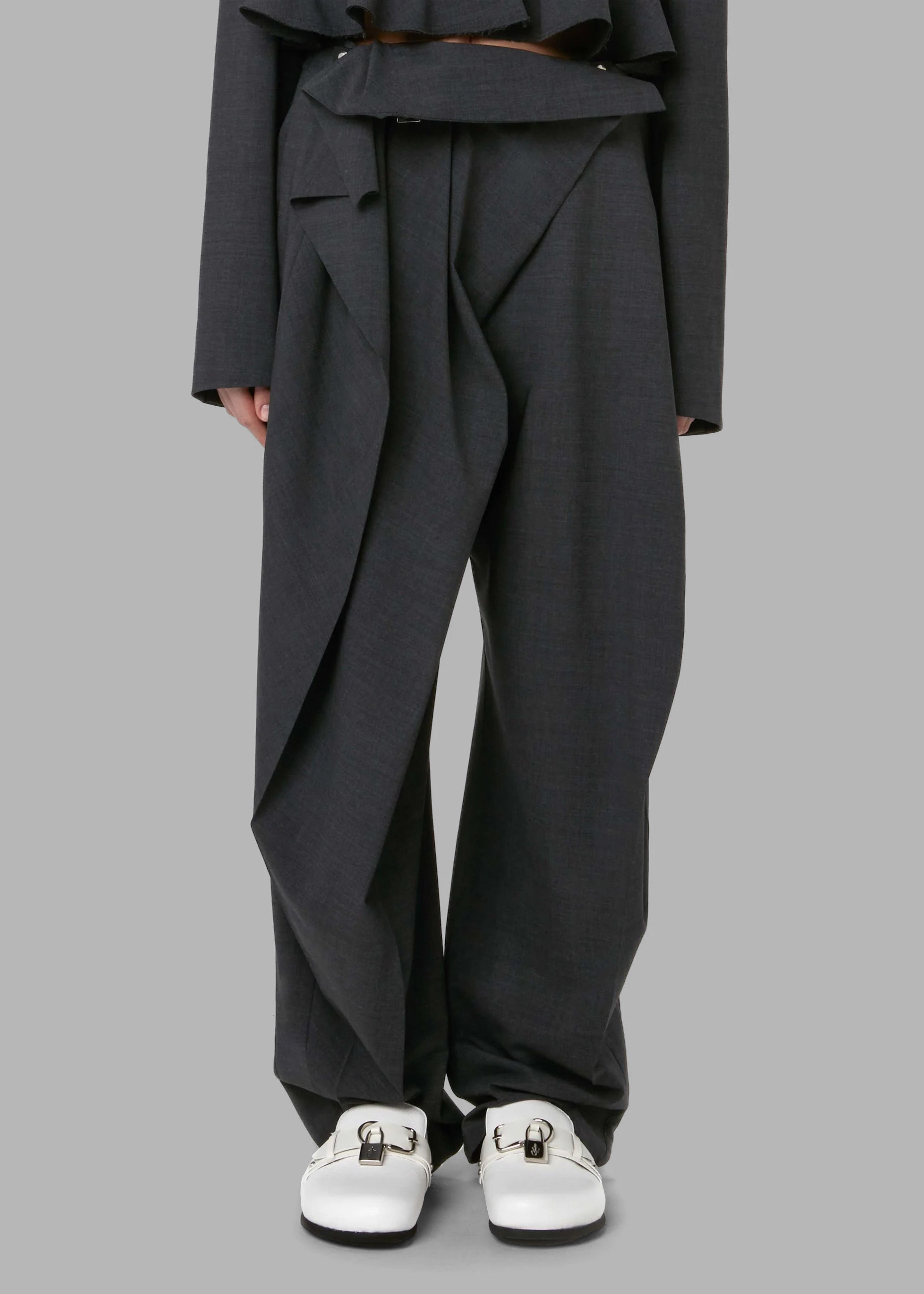 JW Anderson Padlock Strap Fold Over Trousers - Mid Grey Melange - 8