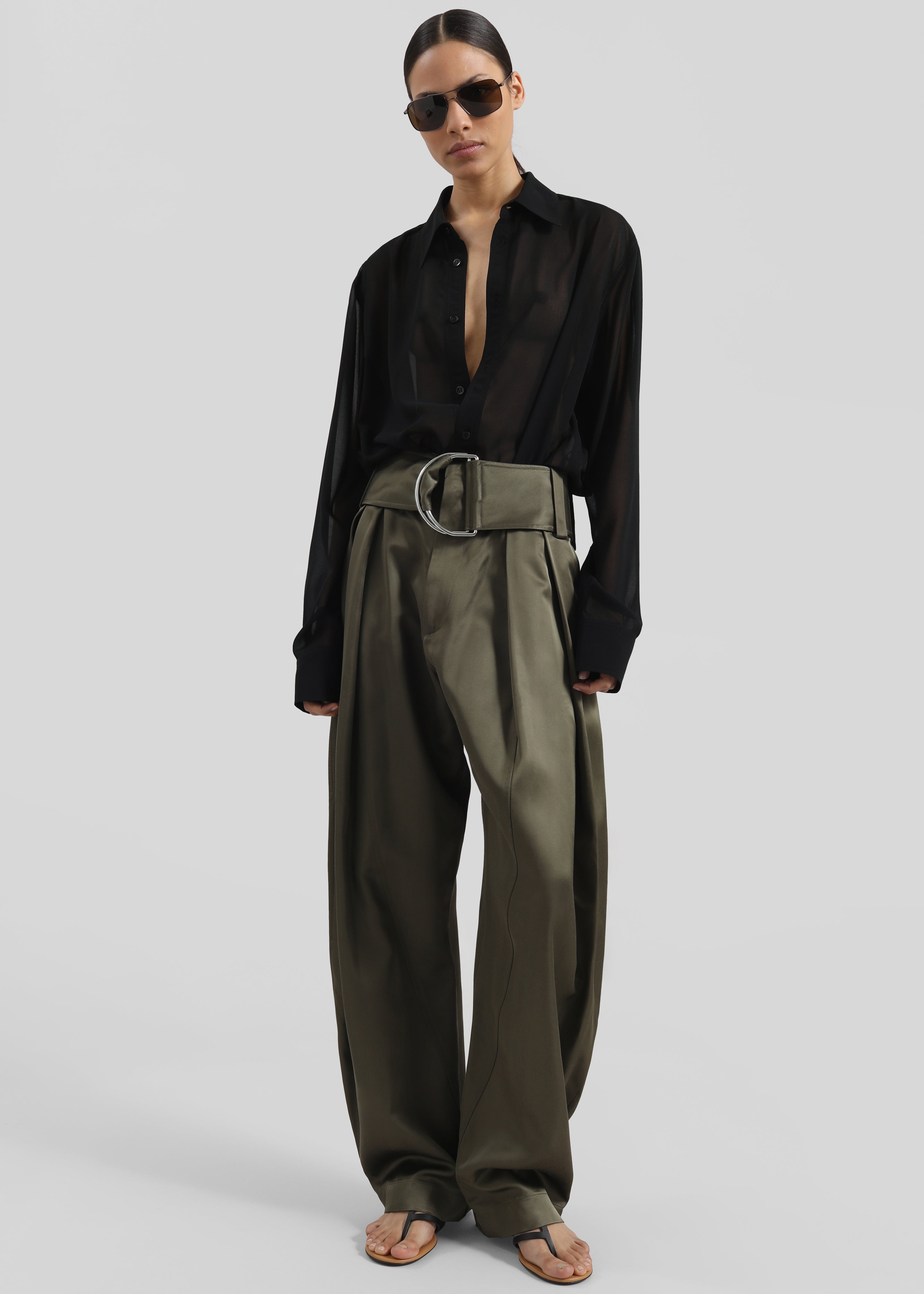JW Anderson Pleated D-Ring Trousers - Khaki - 1