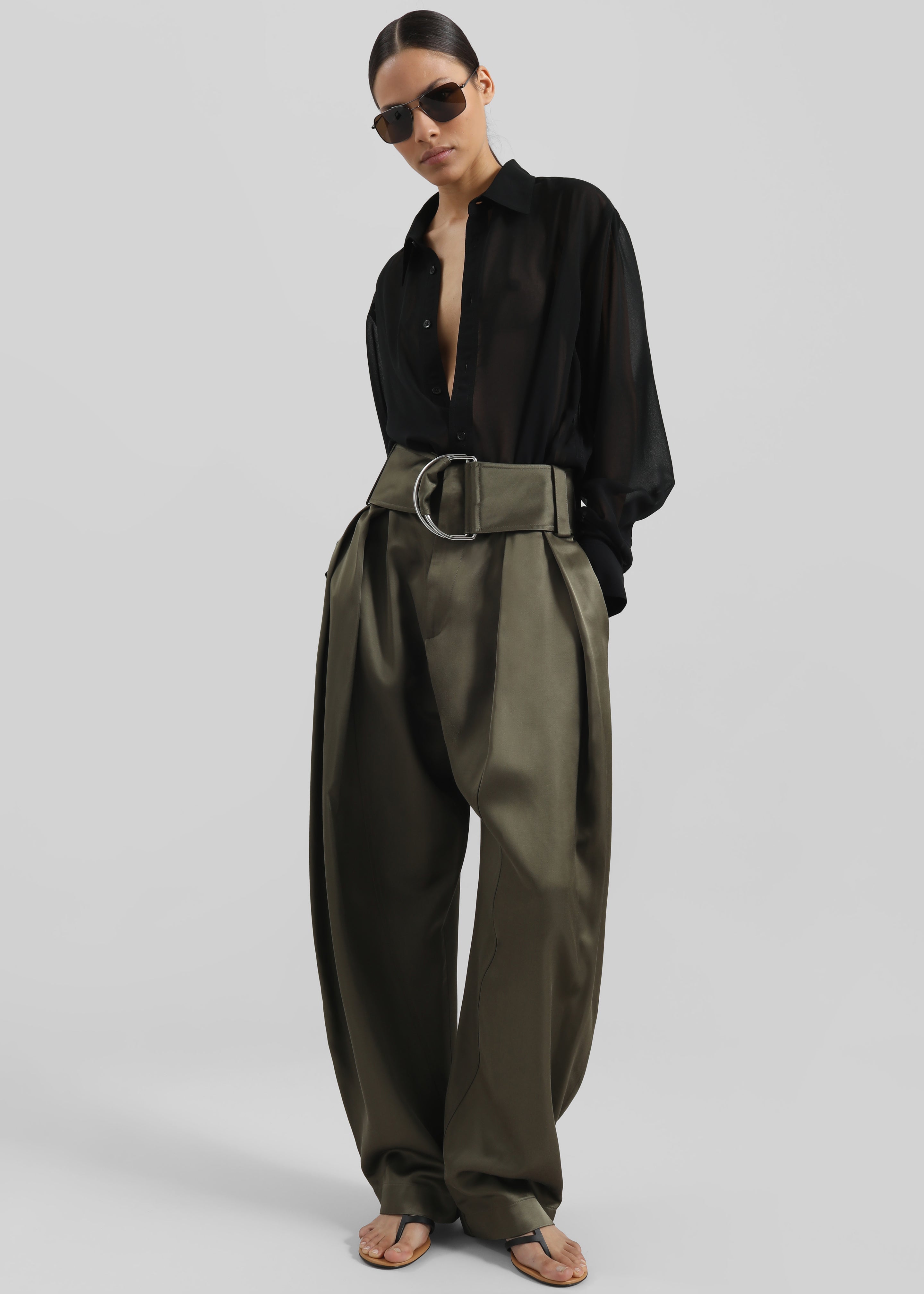 JW Anderson Pleated D-Ring Trousers - Khaki - 6