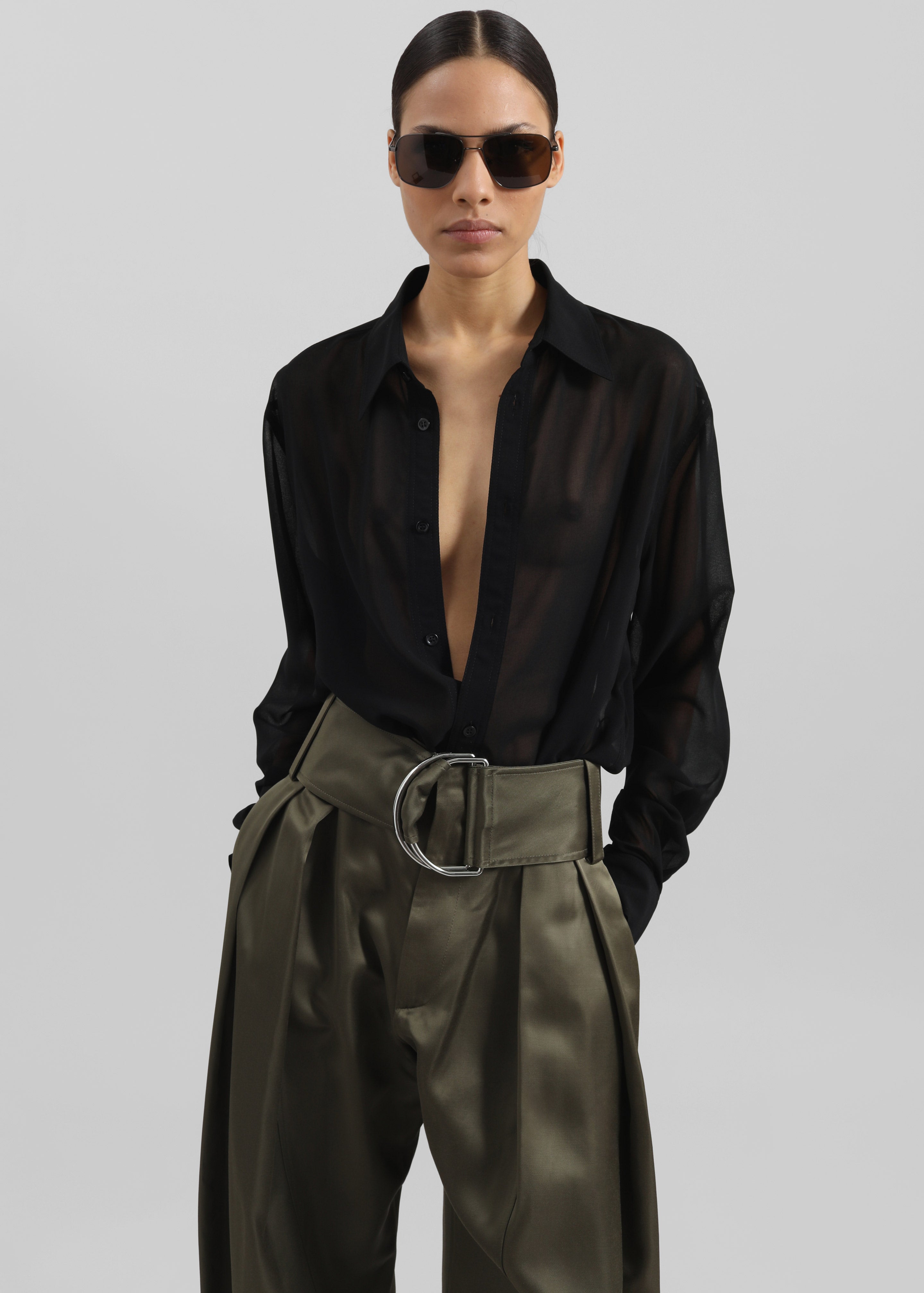 JW Anderson Pleated D-Ring Trousers - Khaki - 5