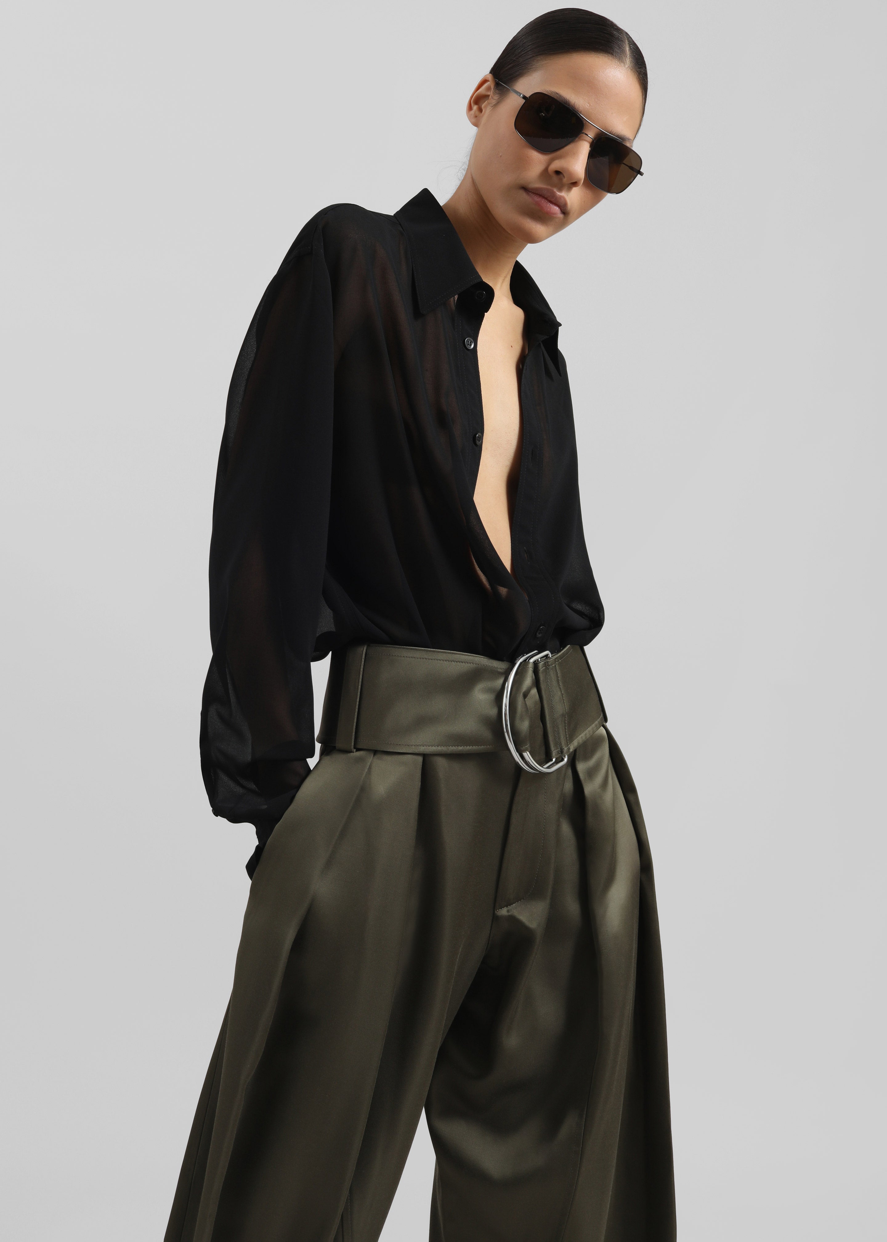 JW Anderson Pleated D-Ring Trousers - Khaki - 7