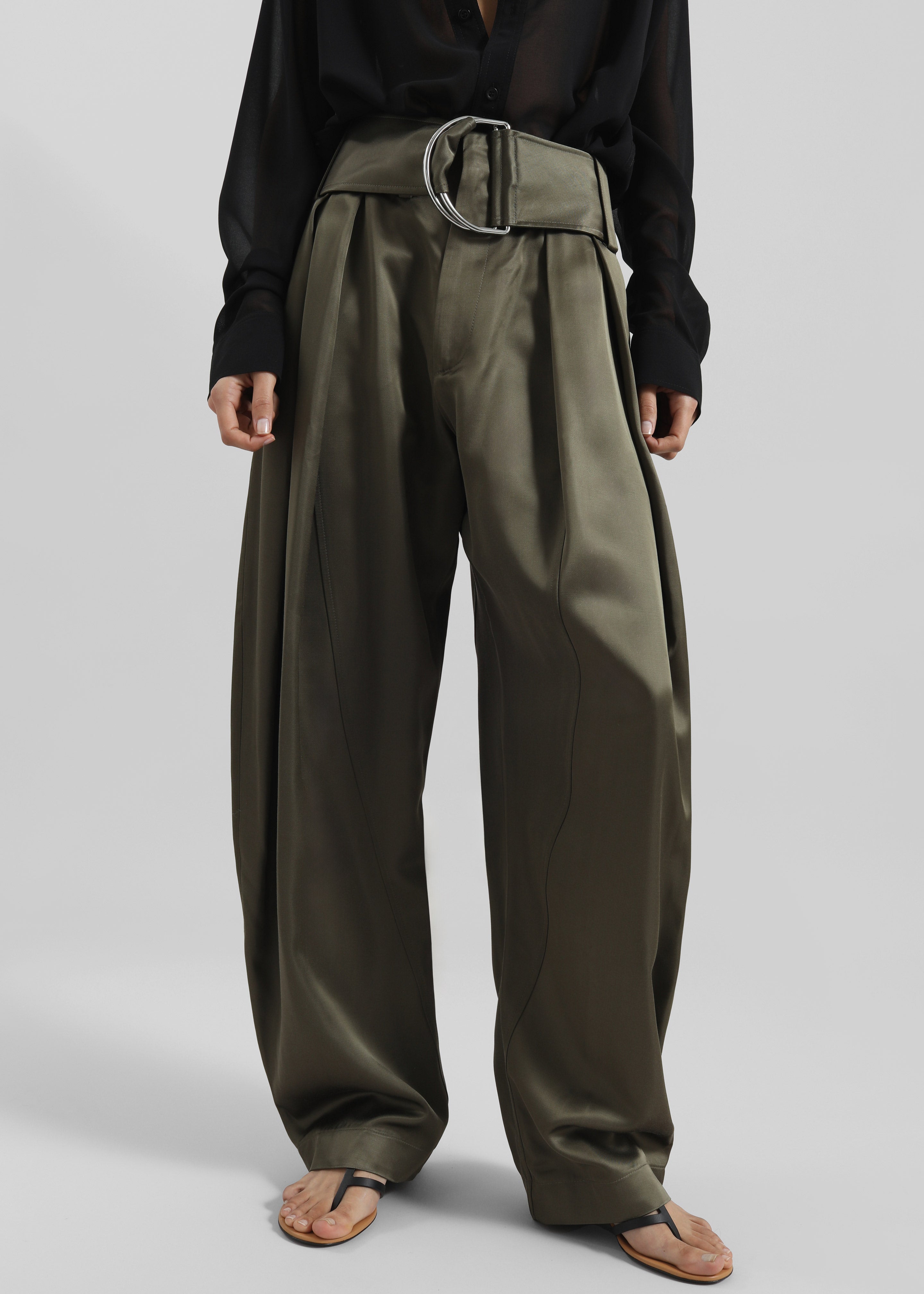 JW Anderson Pleated D-Ring Trousers - Khaki - 2