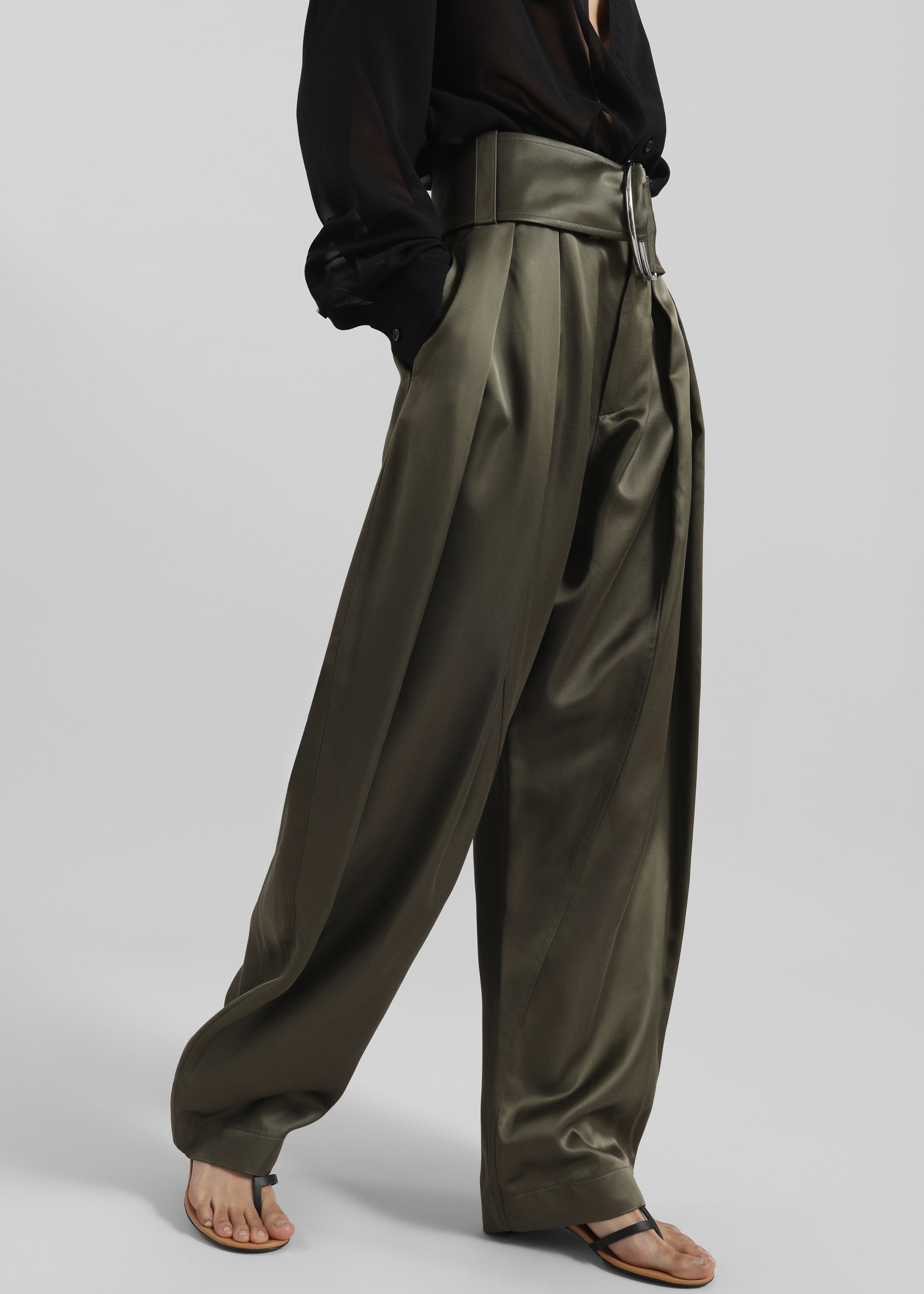 JW Anderson Pleated D-Ring Trousers - Khaki - 4