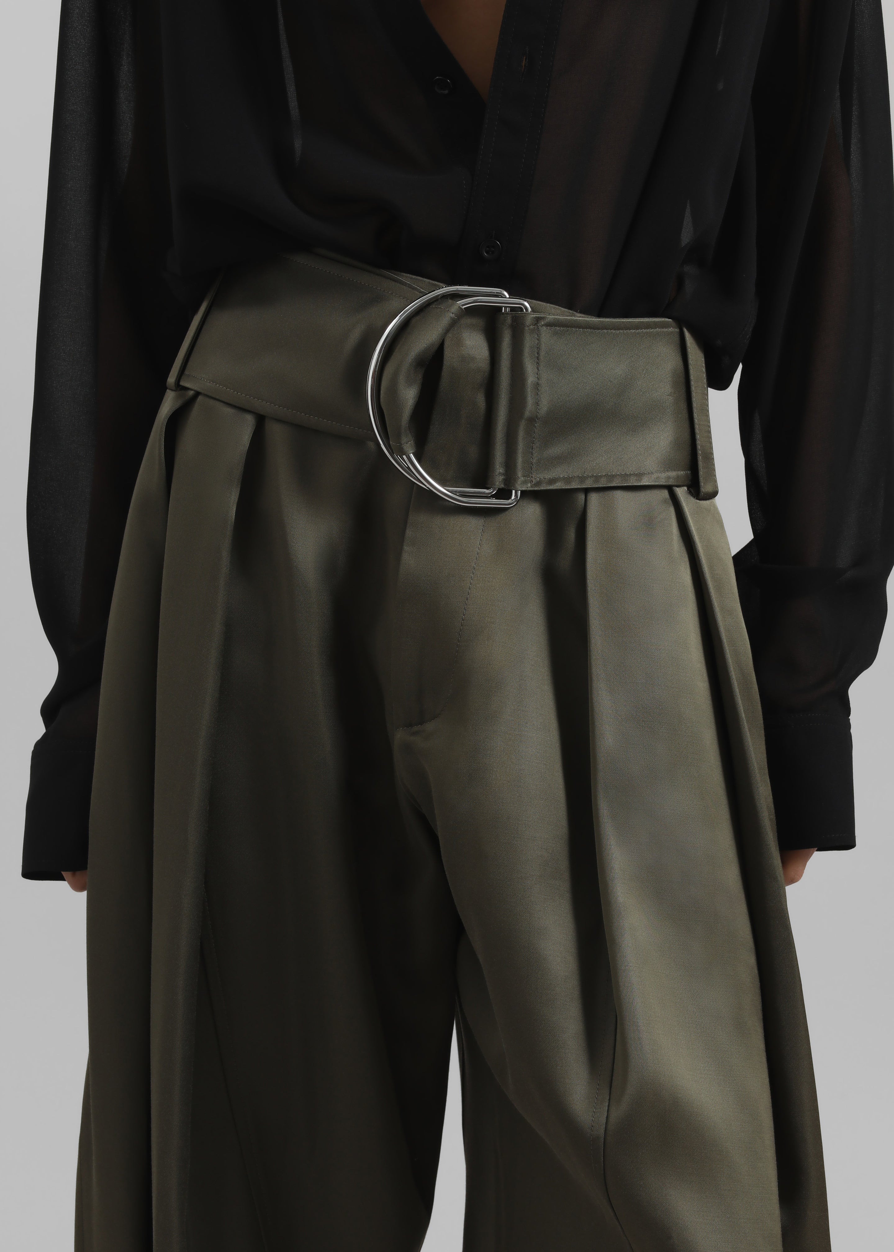 JW Anderson Pleated D-Ring Trousers - Khaki - 3