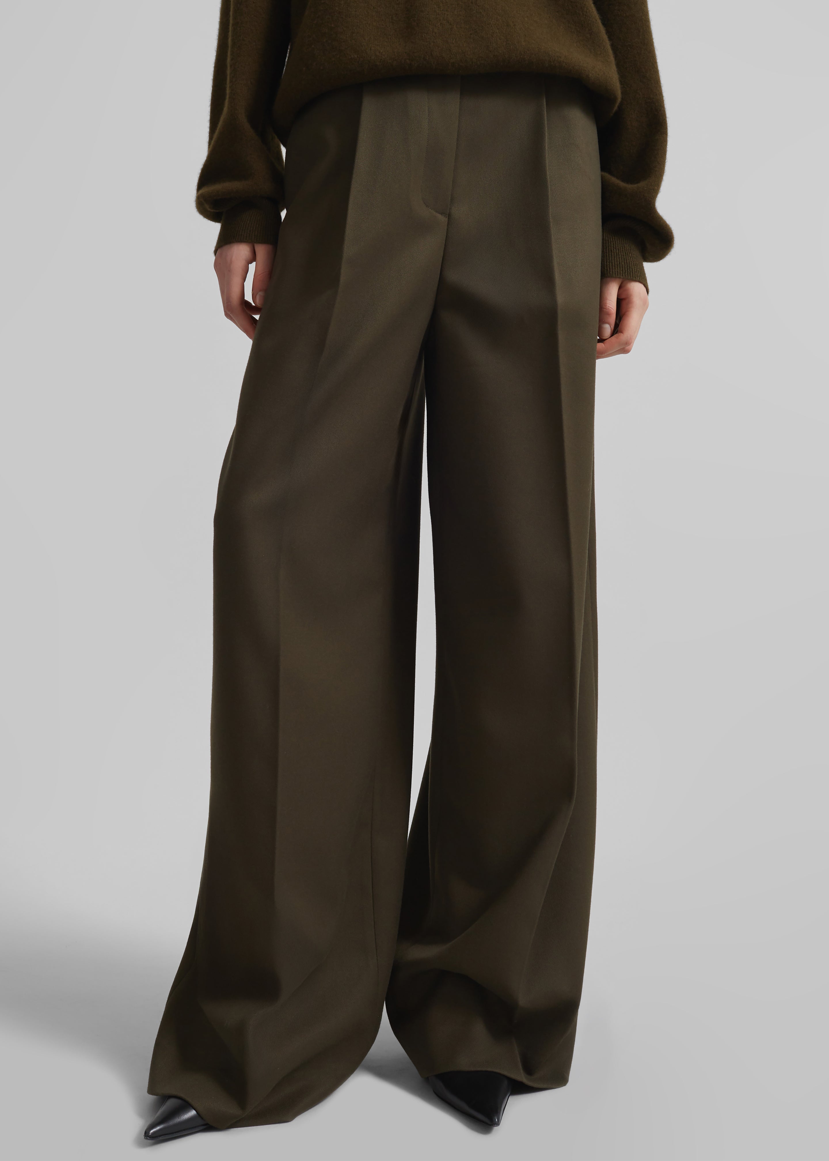 Kamila Wide Leg Trousers - Khaki - 2