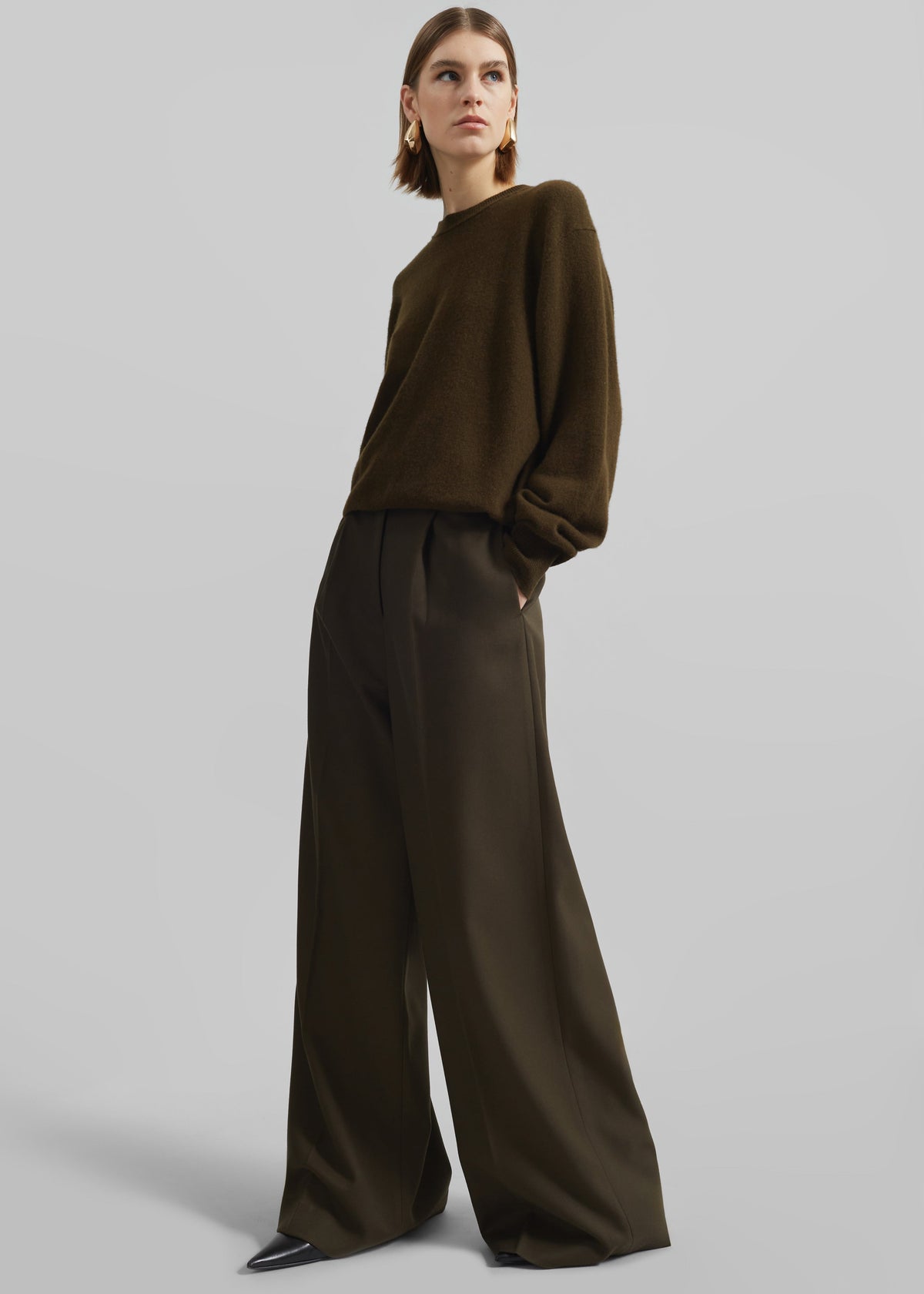 Kamila Wide Leg Trousers - Khaki - 6