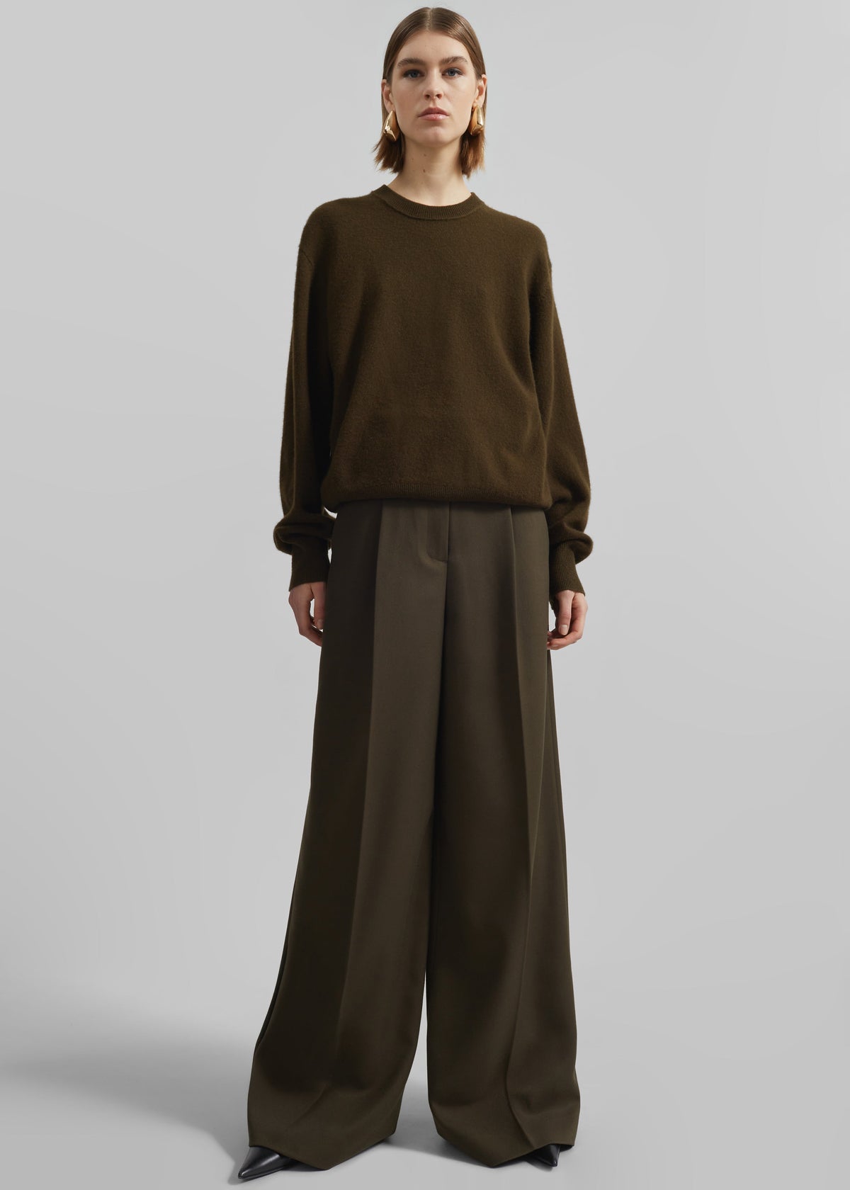 Kamila Wide Leg Trousers - Khaki - 7