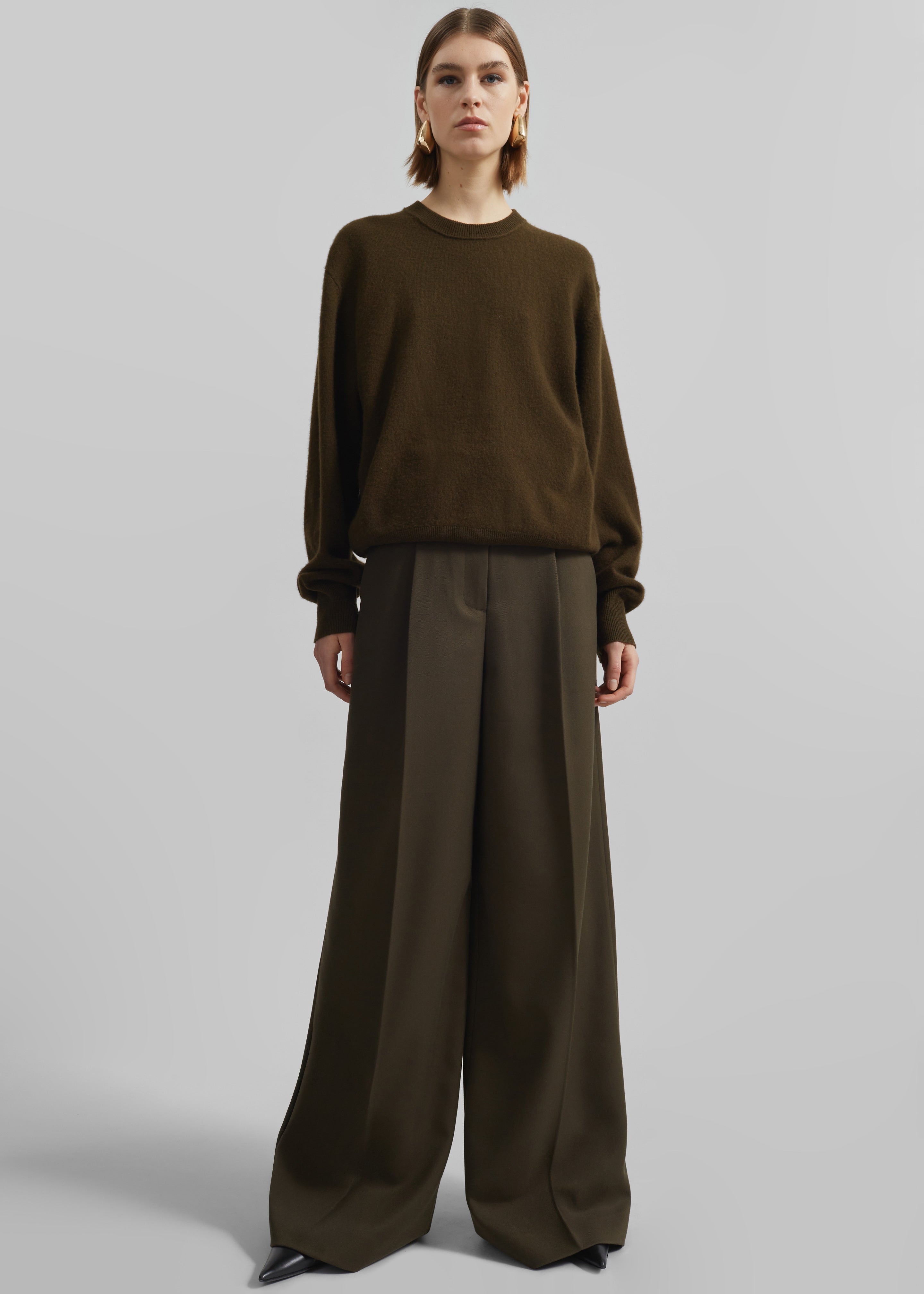 Kamila Wide Leg Trousers - Khaki - 7