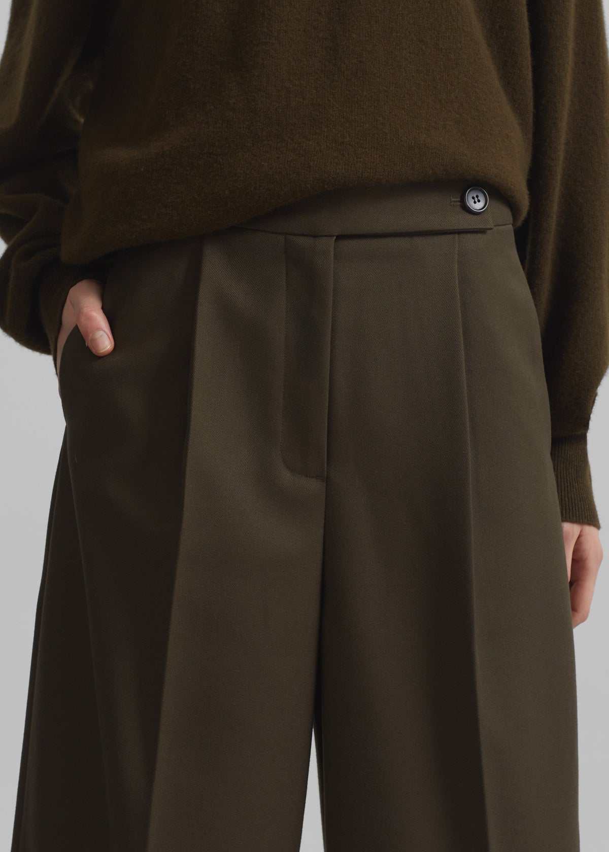 Kamila Wide Leg Trousers - Khaki - 4