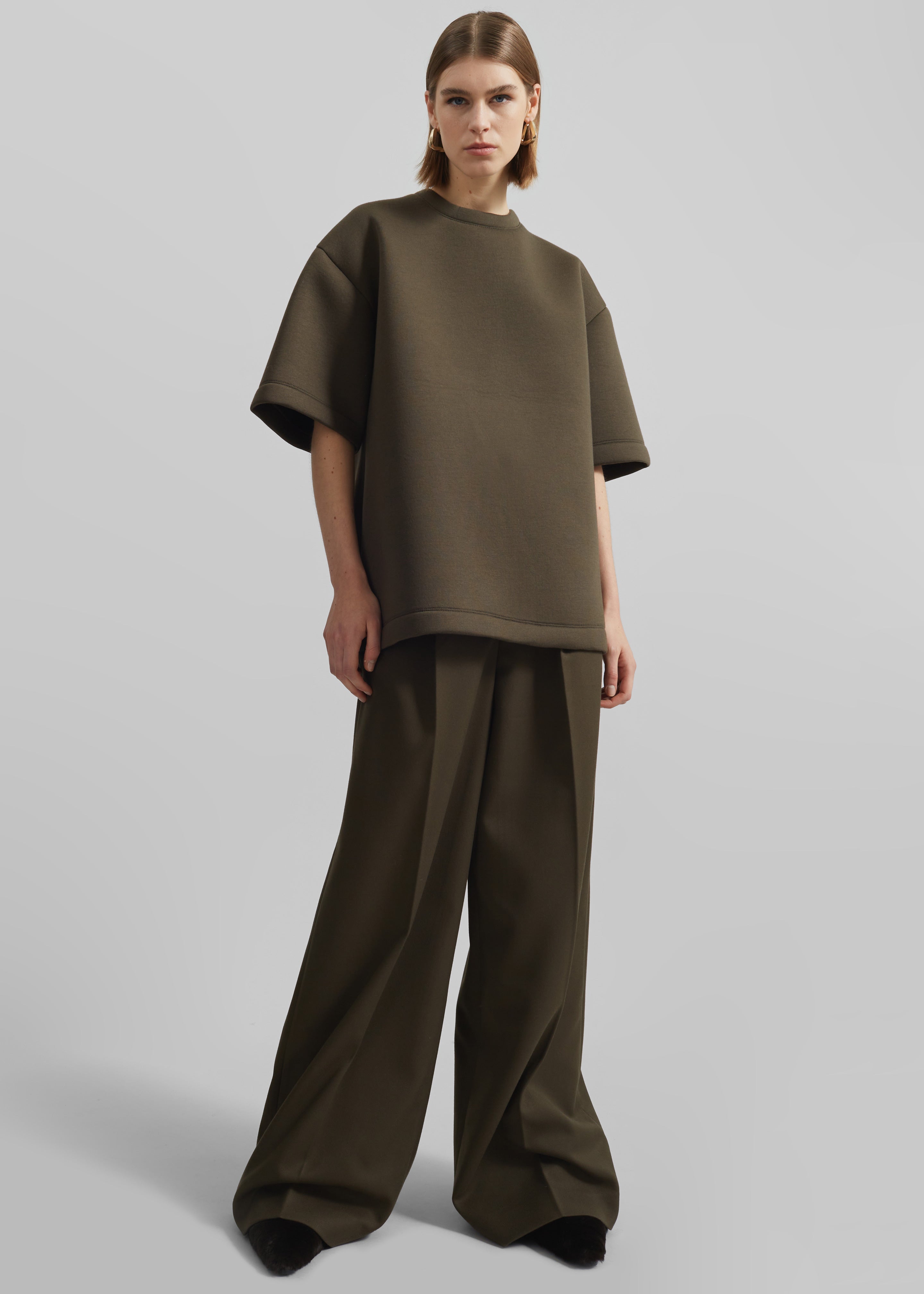 Kamila Wide Leg Trousers - Khaki - 3