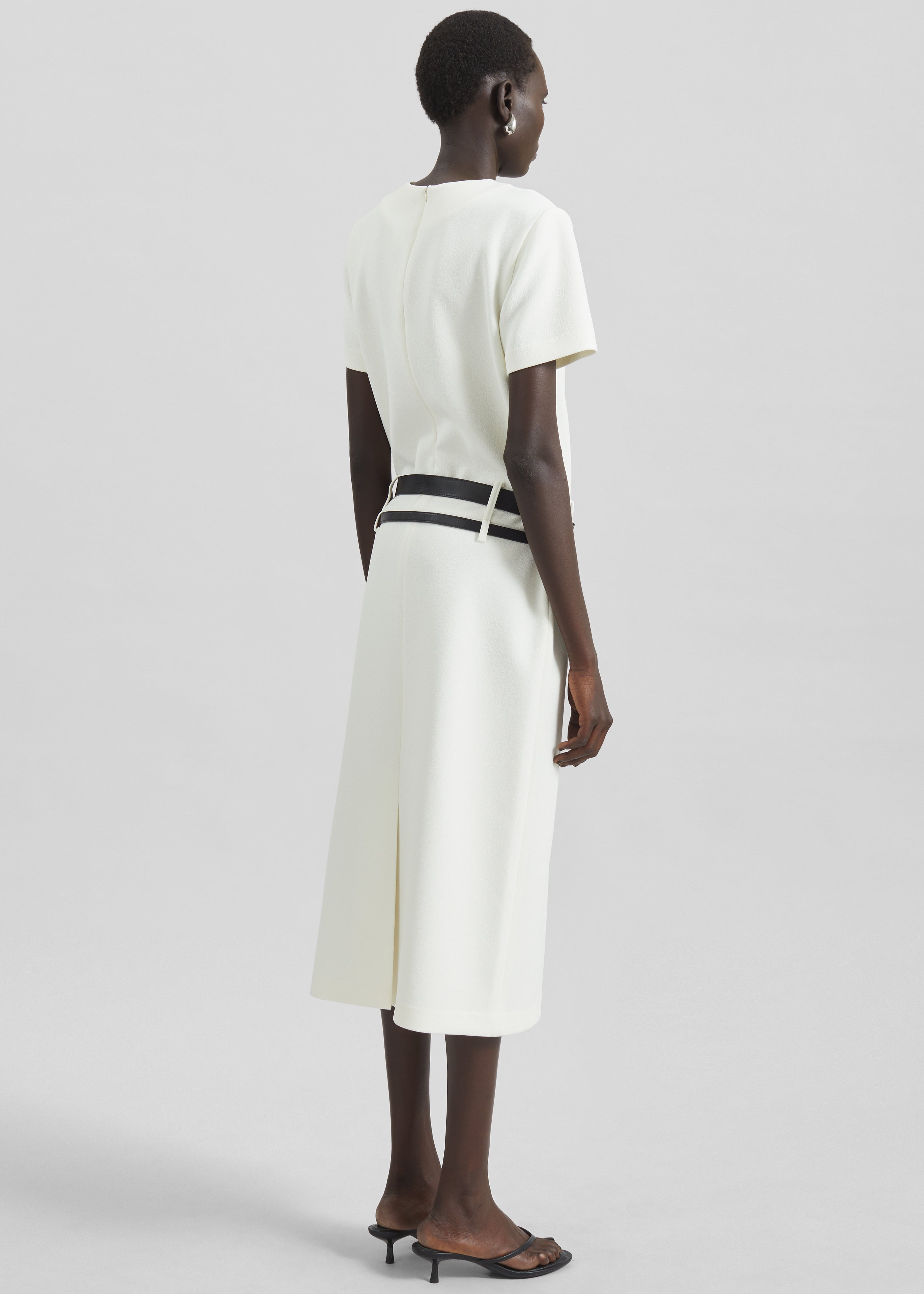 Kaniva Double Belt Loop Midi Dress - Ivory - 5