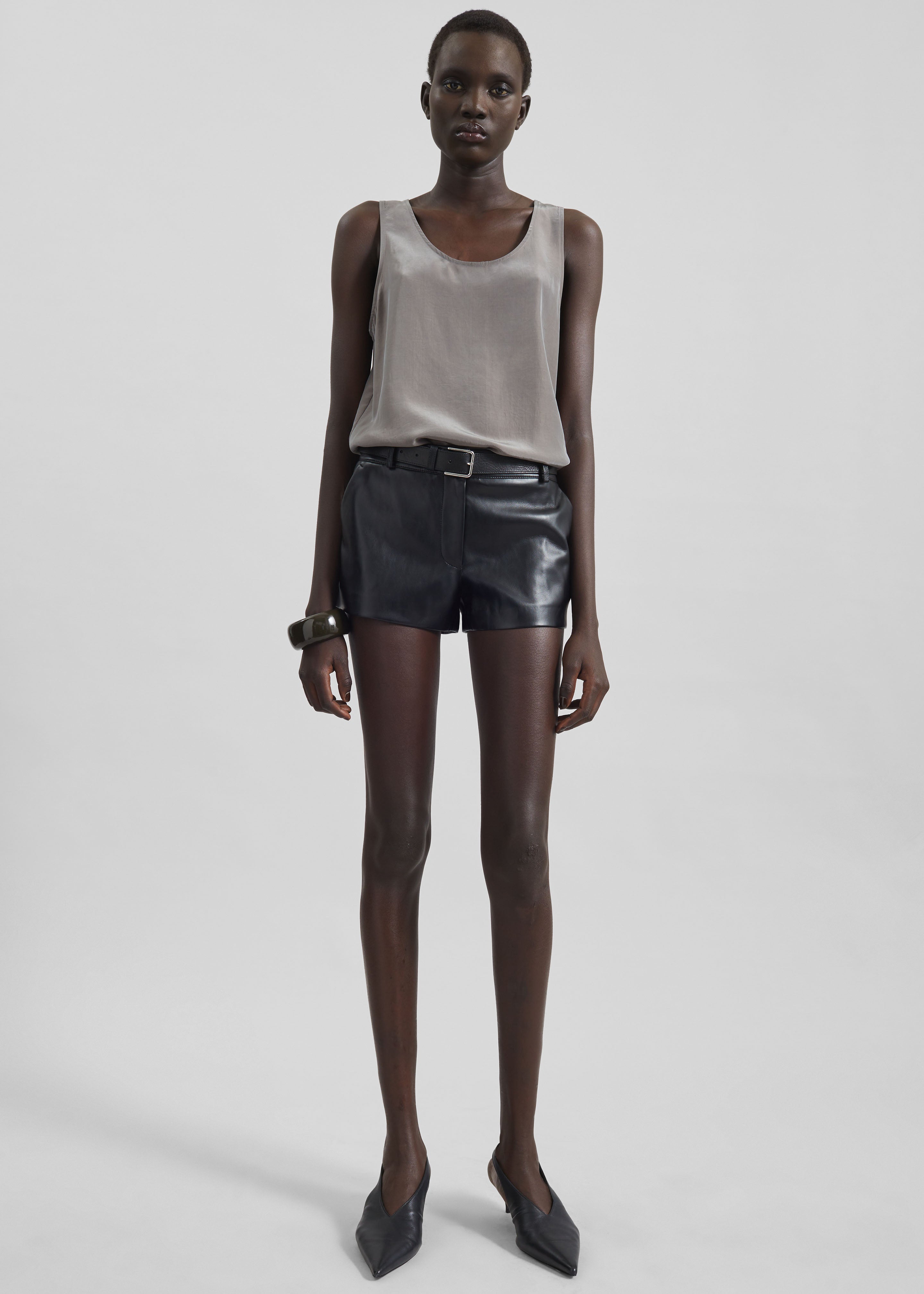 Kate Faux Leather Shorts - Black - 2