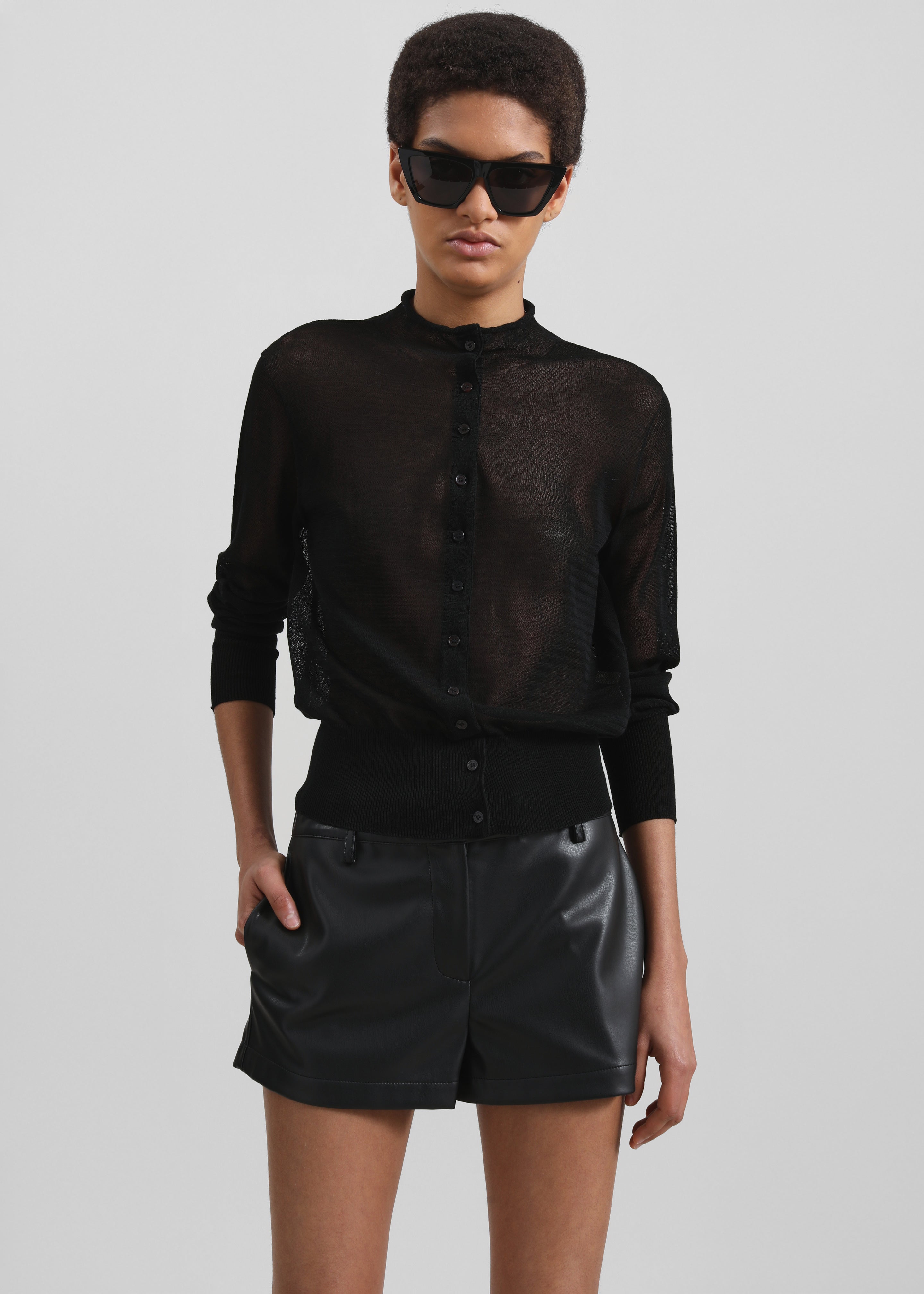 Kate Faux Leather Shorts - Black - 11