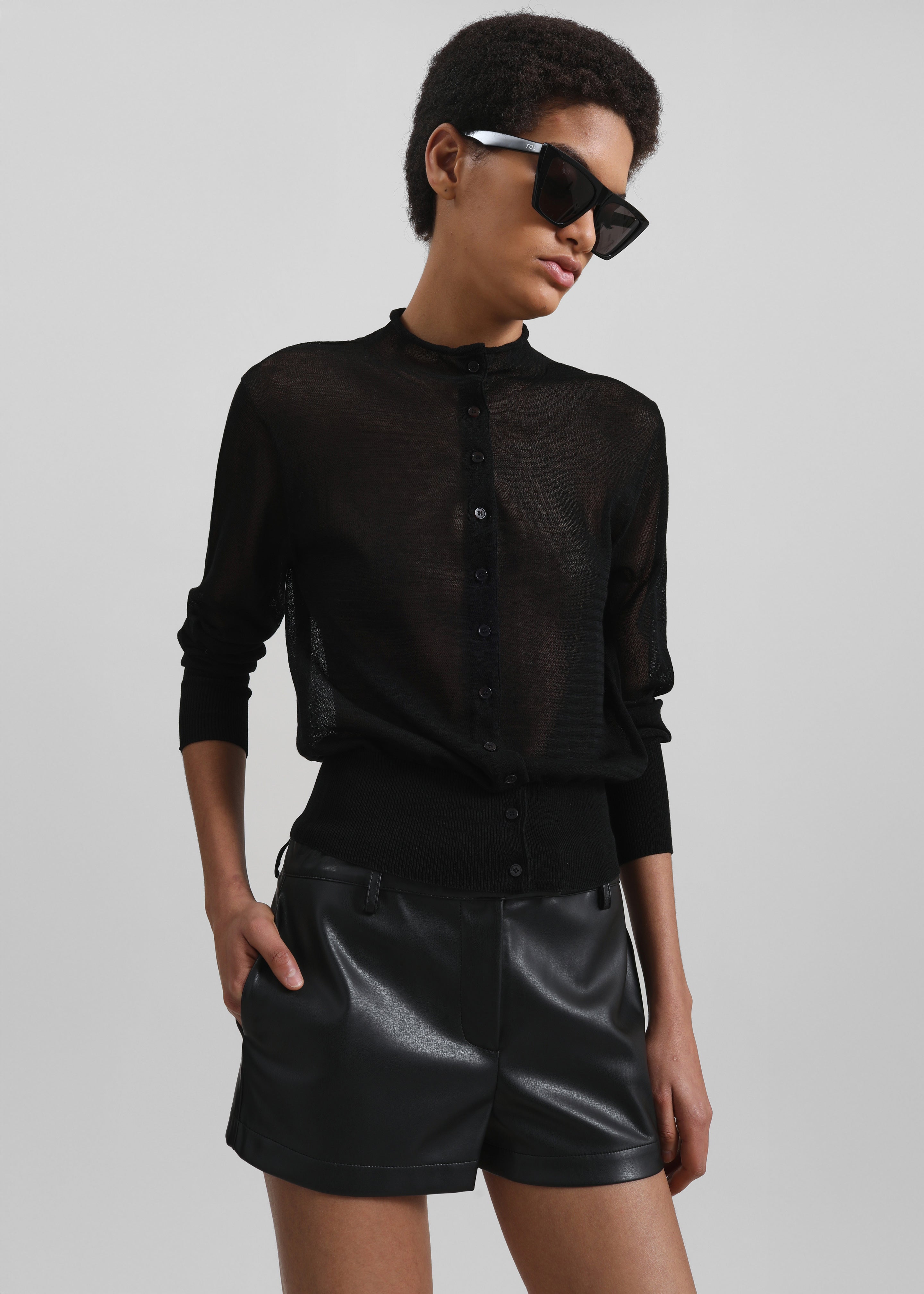 Kate Faux Leather Shorts - Black - 4