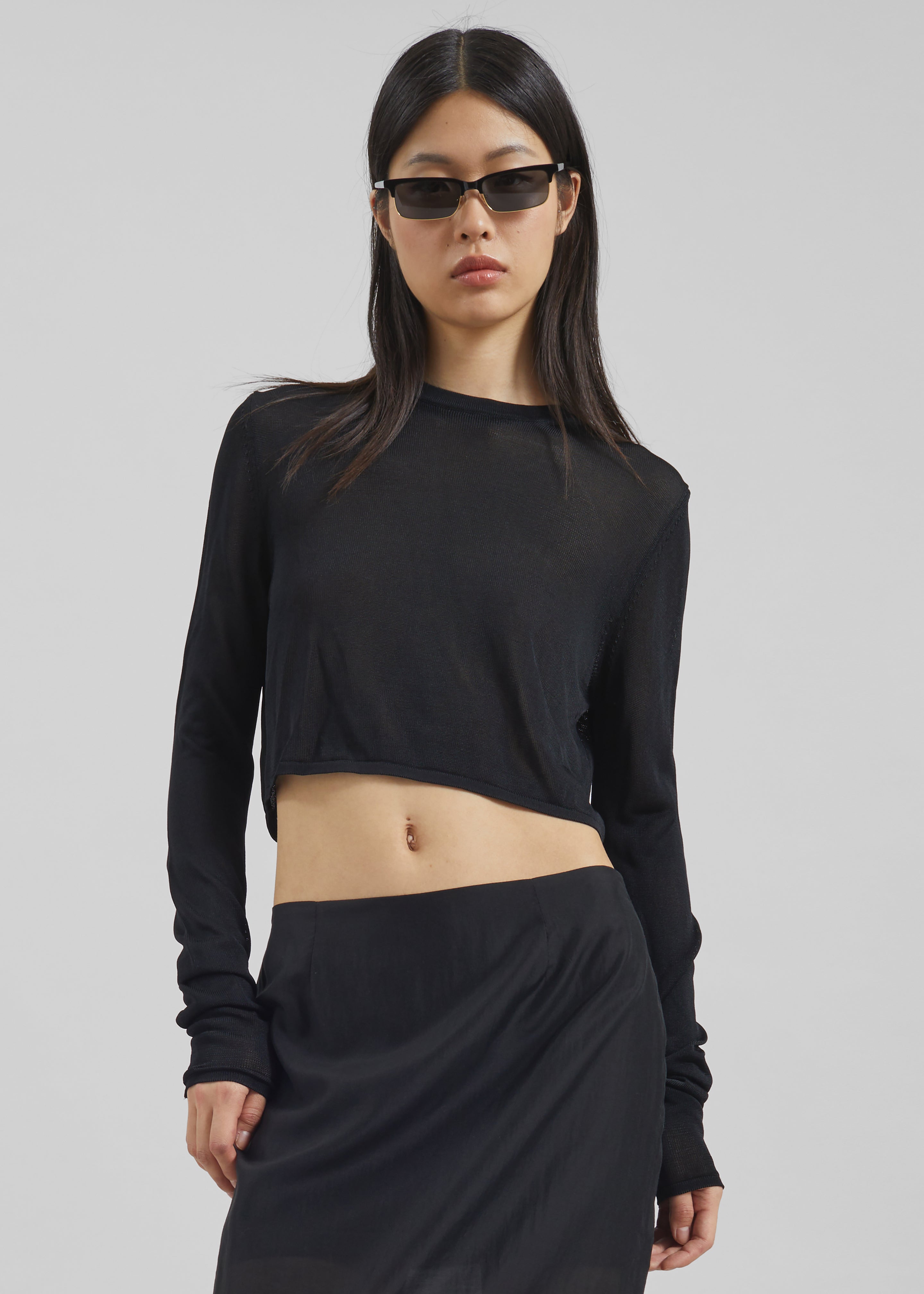 Kazel Cropped Thin Knit Top - Black – The Frankie Shop Europe