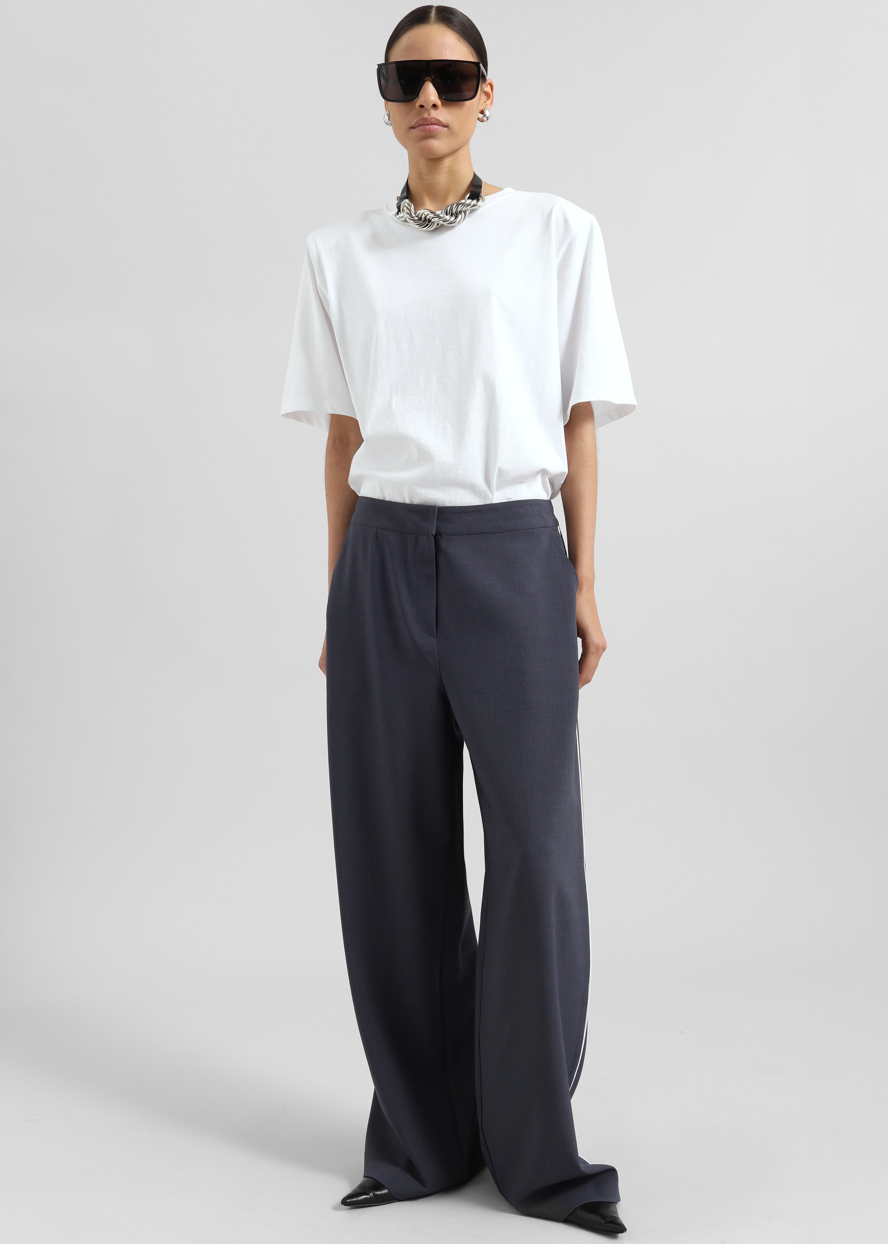 Kemi Contrast Trim Pants - Dark Blue - 2