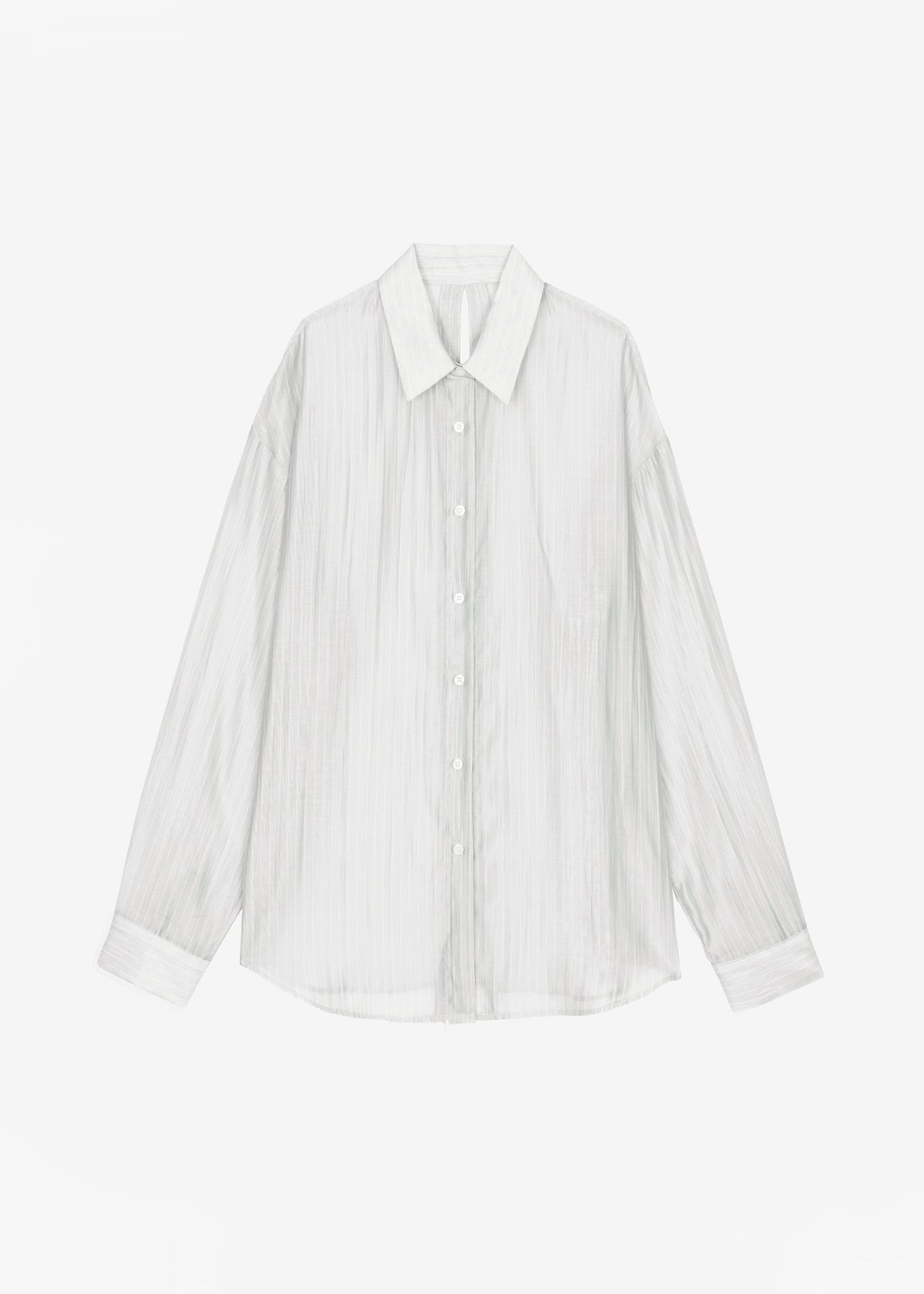 Kesin Open Back Shirt - White/Grey Stripe - 8