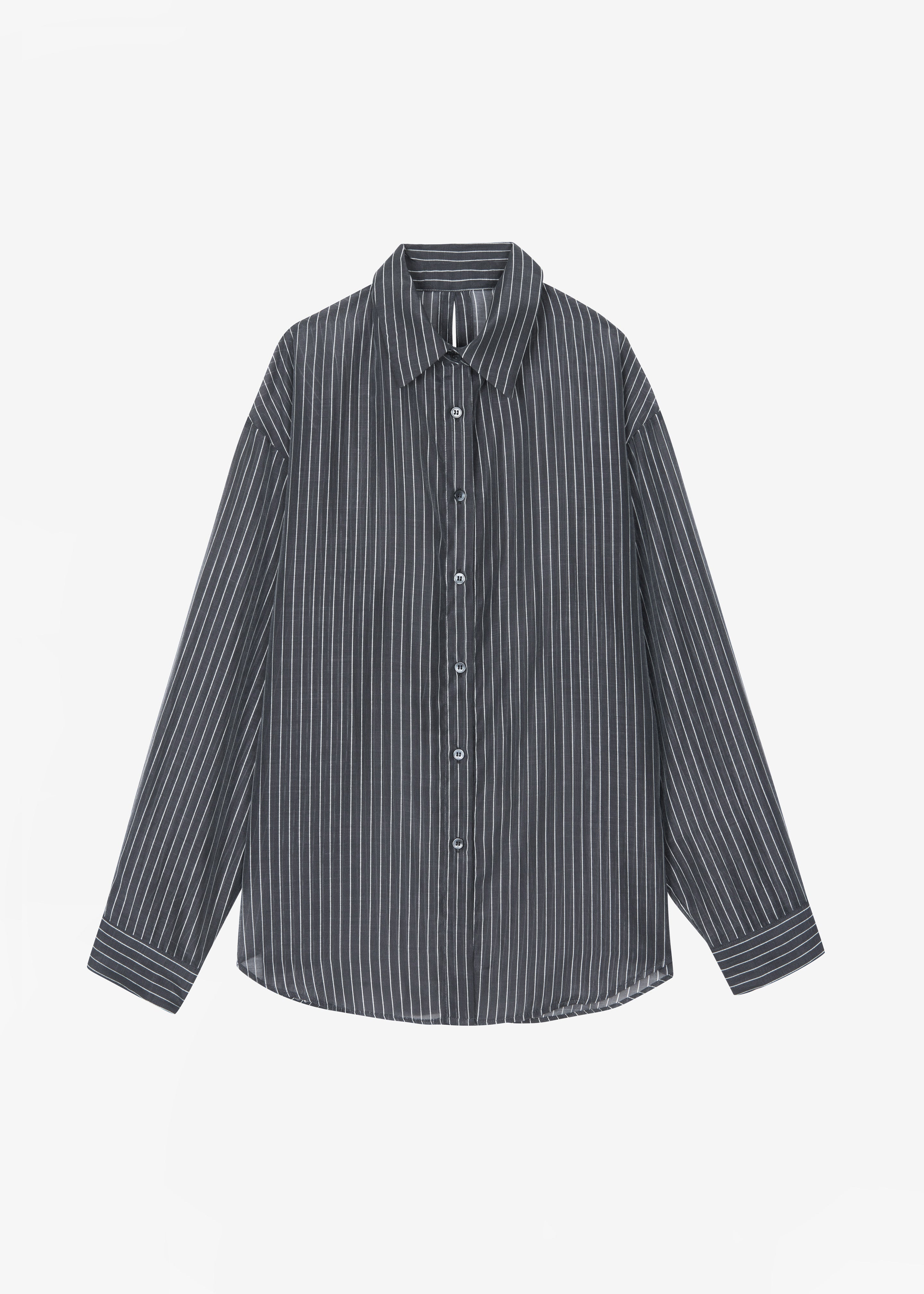 Kesin Open Back Shirt - Grey/White Stripe - 10