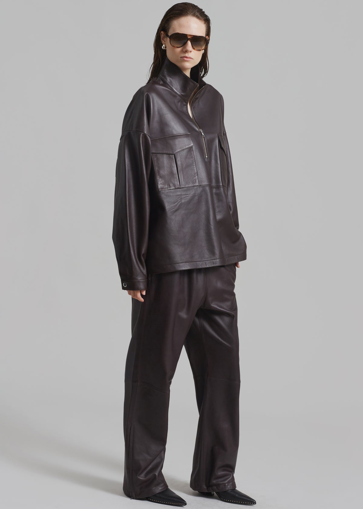 Kevin Leather Trousers - Brown - 10