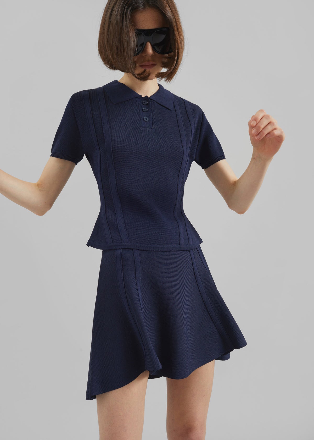Kiama Sculpted Mini Skirt - Navy - 1