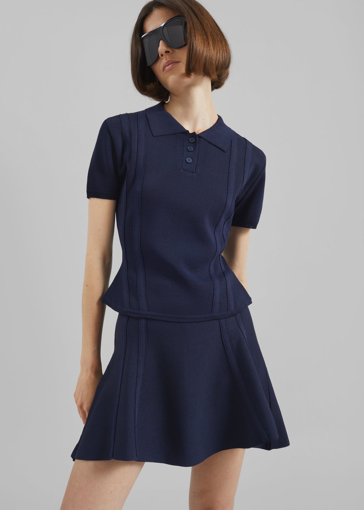 Kiama Sculpted Mini Skirt - Navy - 3