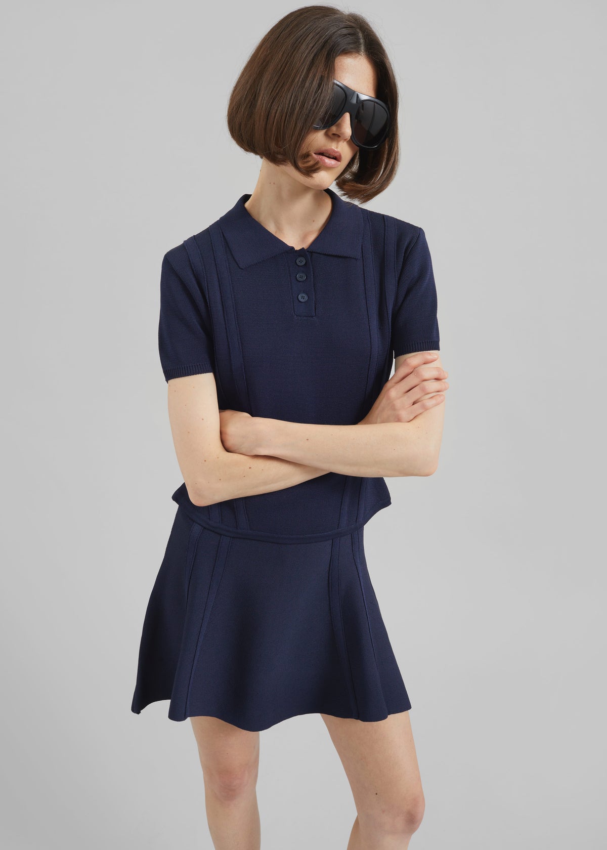 Kiama Sculpted Mini Skirt - Navy - 7
