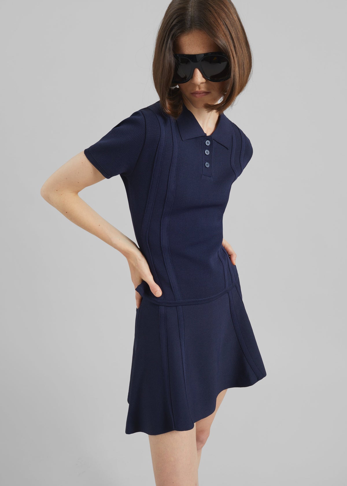 Kiama Sculpted Mini Skirt - Navy - 5