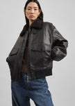 Kollam Faux Leather Boxy Jacket - Black