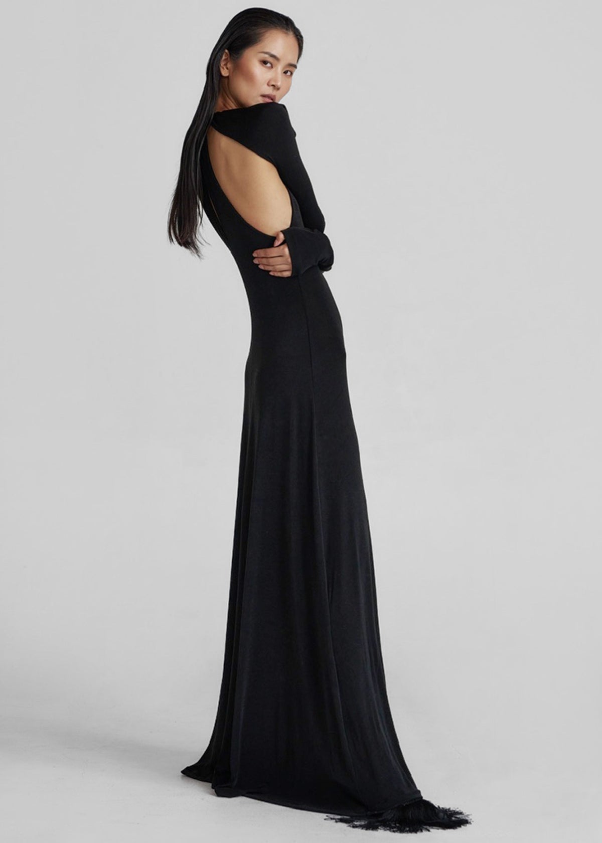 Seskin Evening Maxi Dress - Black - 3