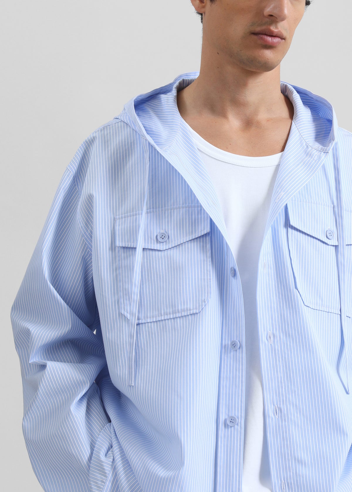 Lars Hooded Striped Jacket - Blue/White Stripe - 8