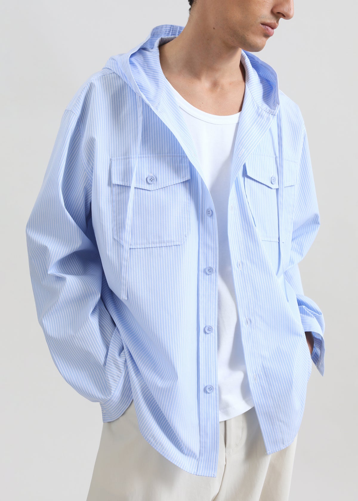 Lars Hooded Striped Jacket - Blue/White Stripe - 4