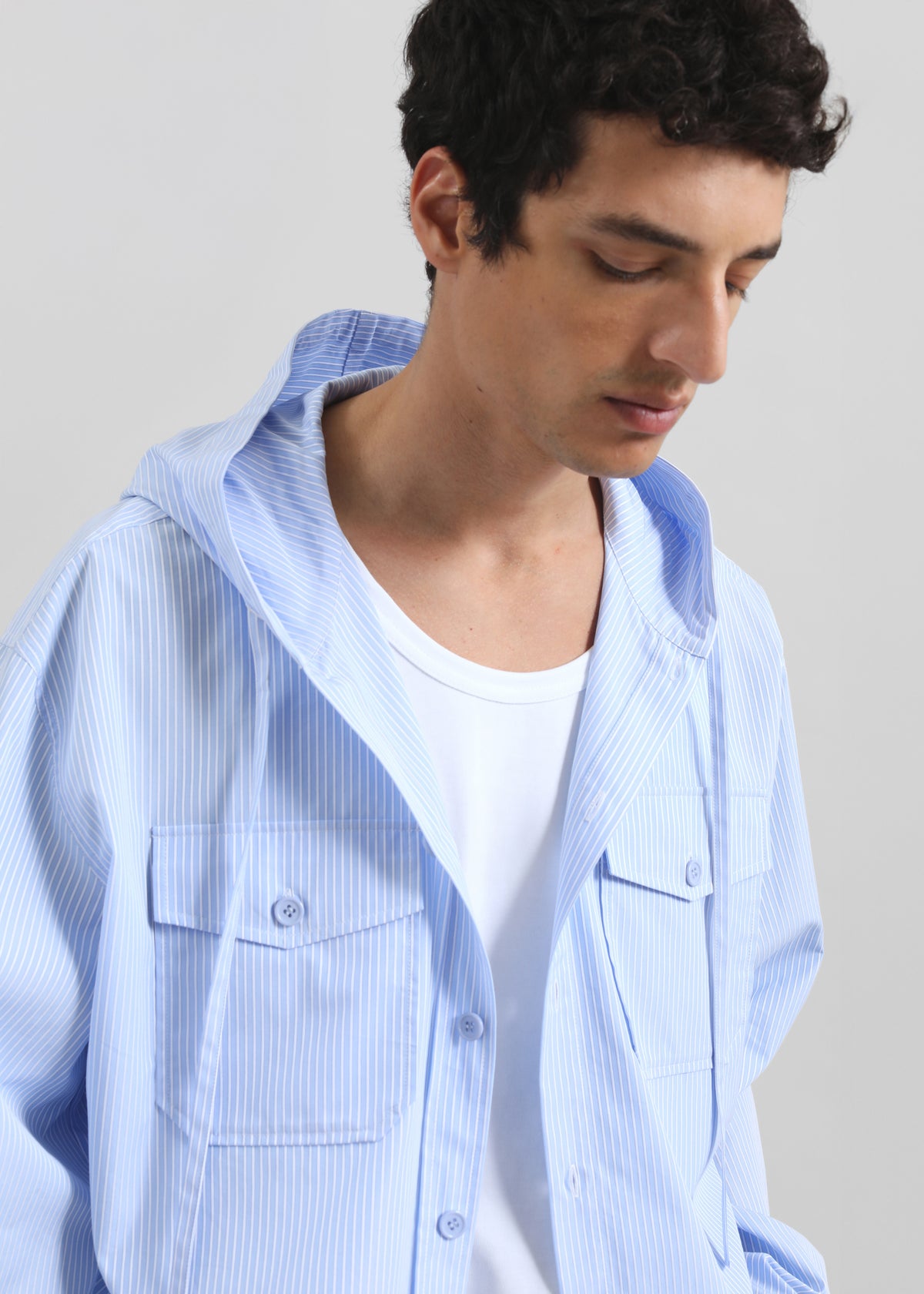 Lars Hooded Striped Jacket - Blue/White Stripe - 7