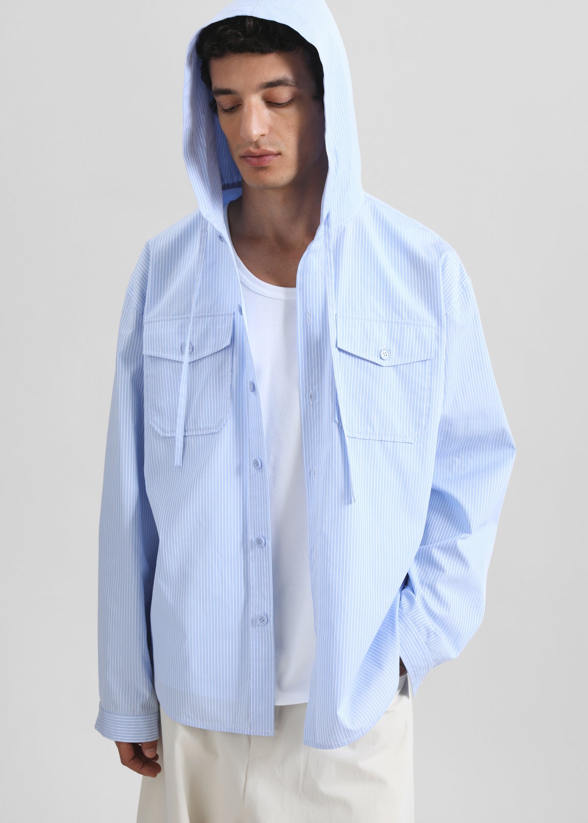 Lars Hooded Striped Jacket - Blue/White Stripe - 6