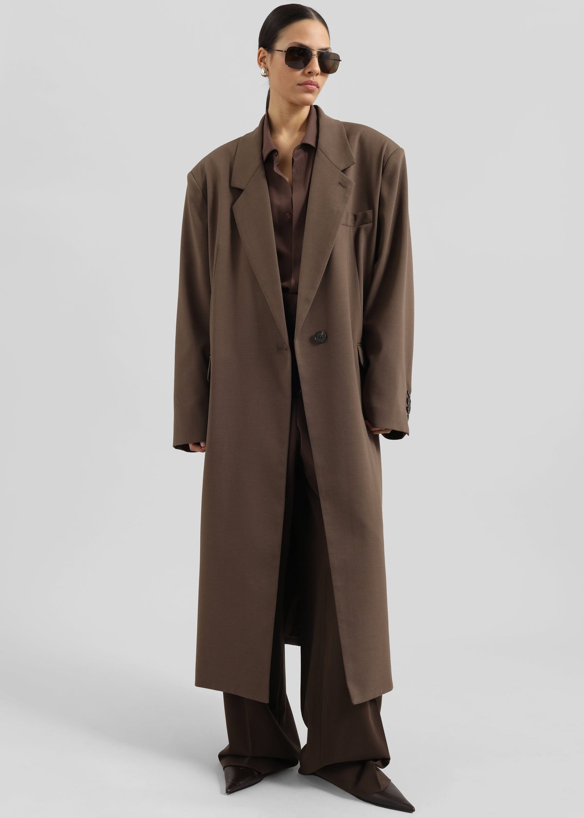 Lehto Long Coat - Brown - 4