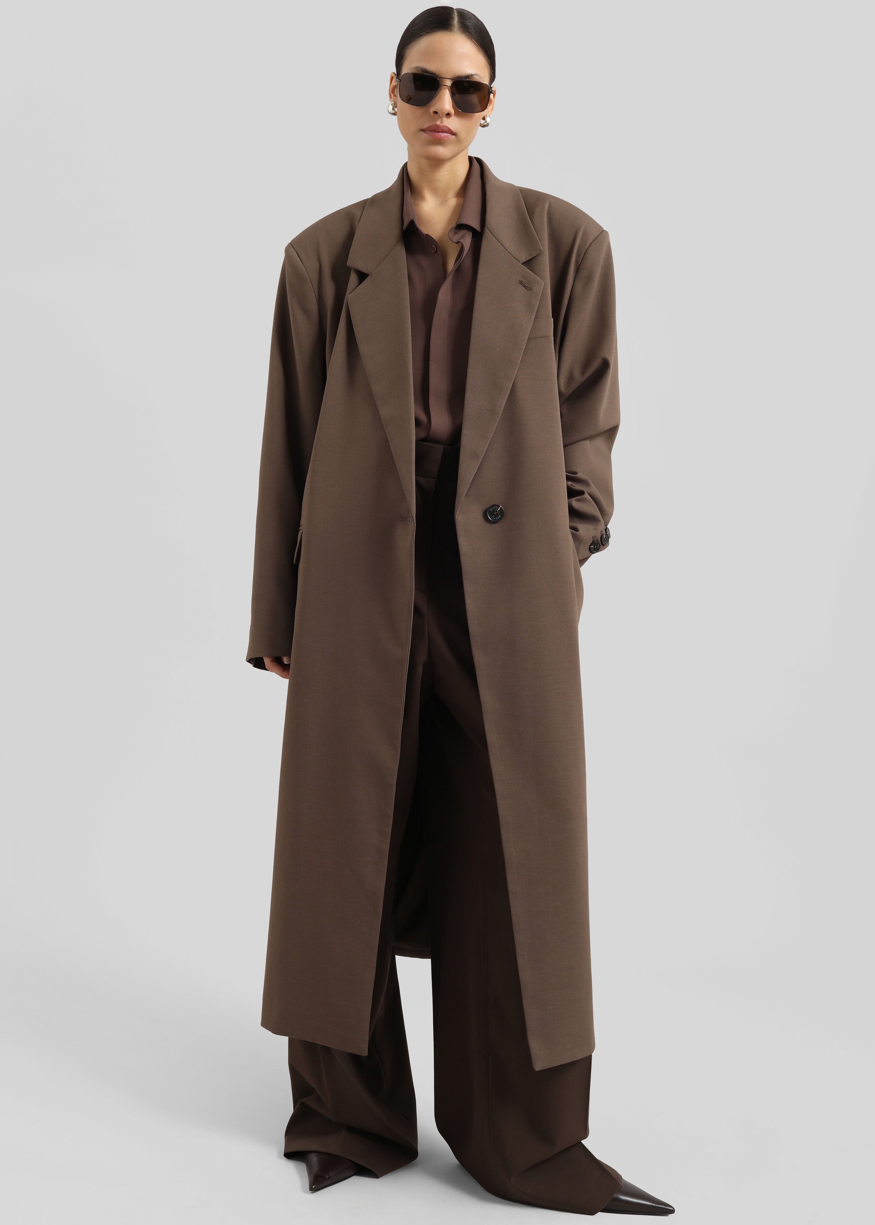 Lehto Long Coat - Brown - 1