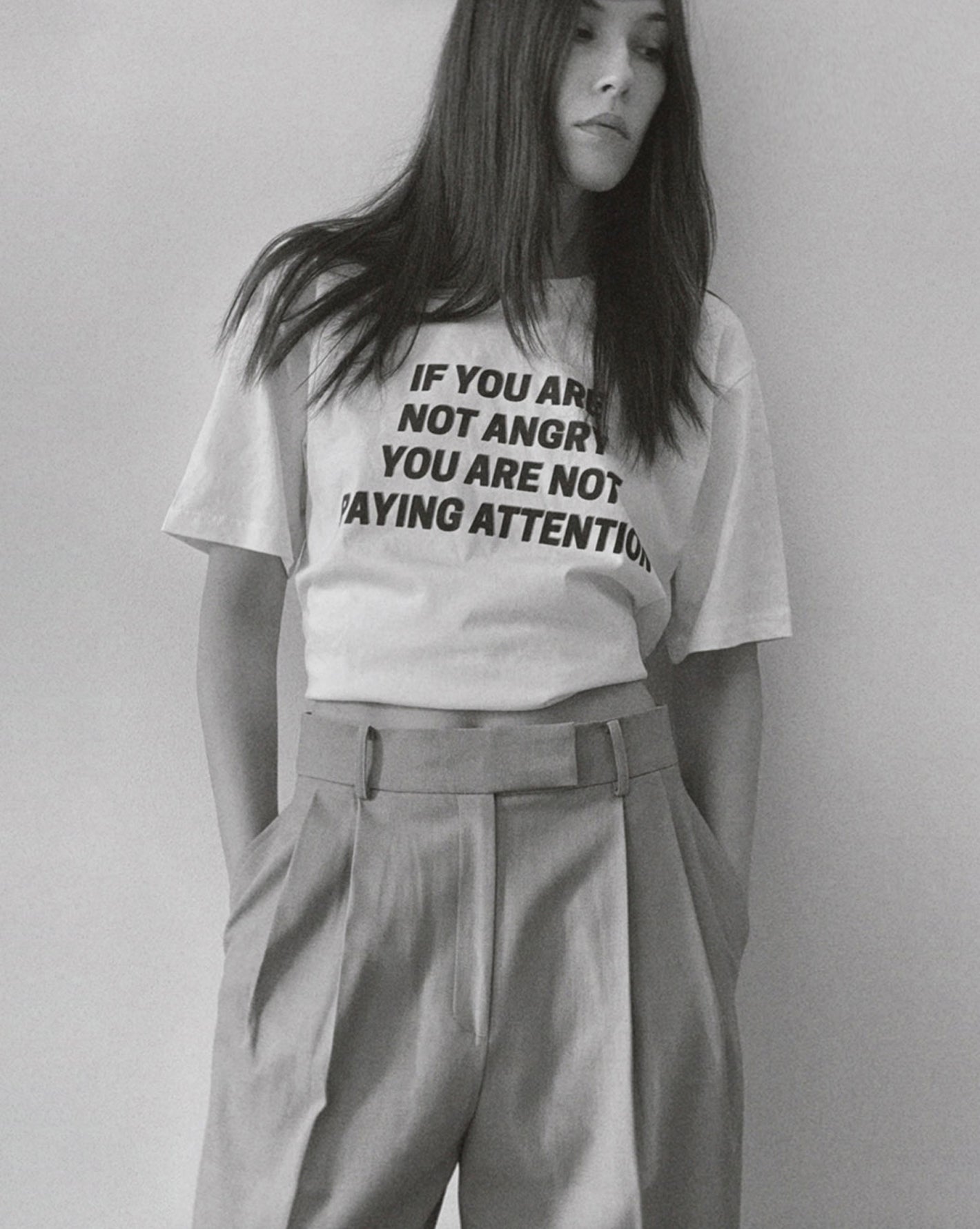 Lena Herrmann wearing The Frankie Shop x Jeanne Friot 'If You' T-shirt.