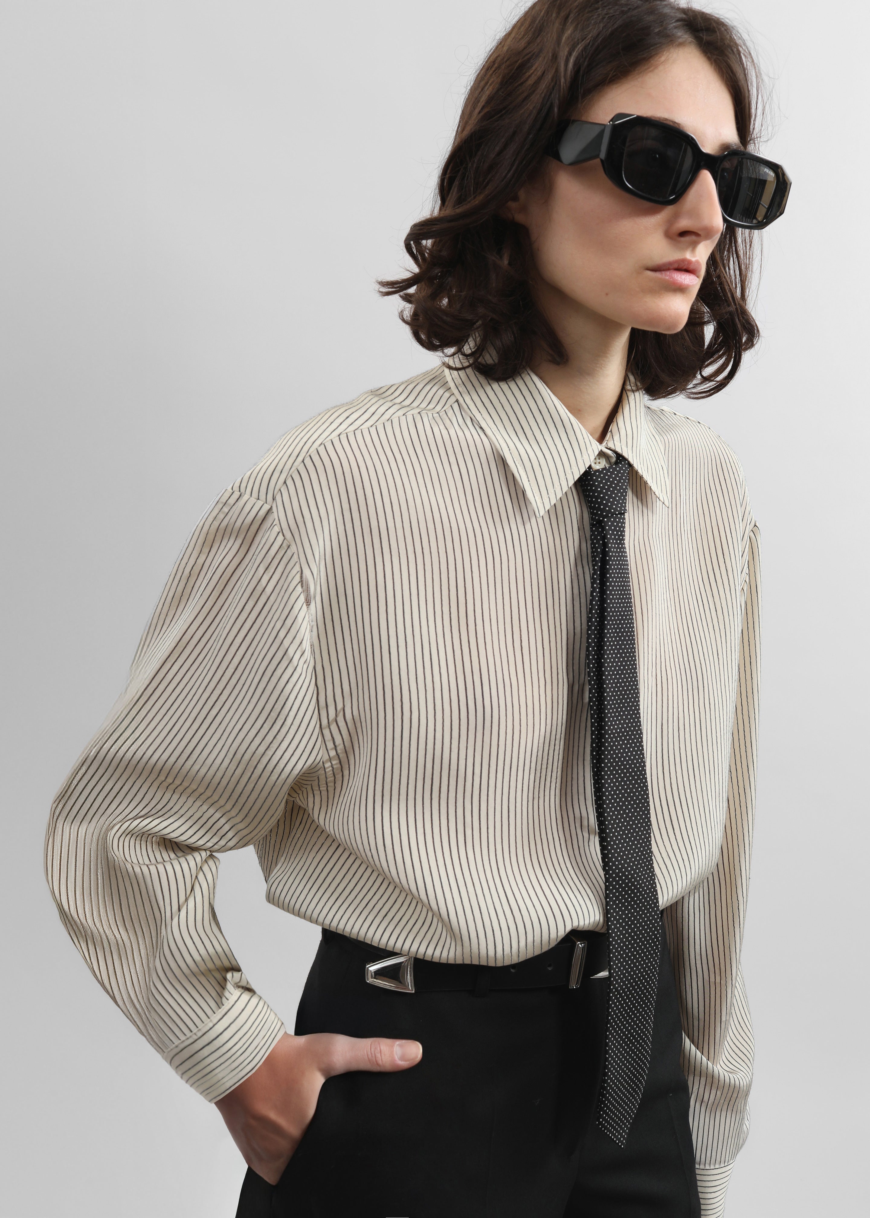 Lene Dotted Jacquard Tie - Black/White - 4