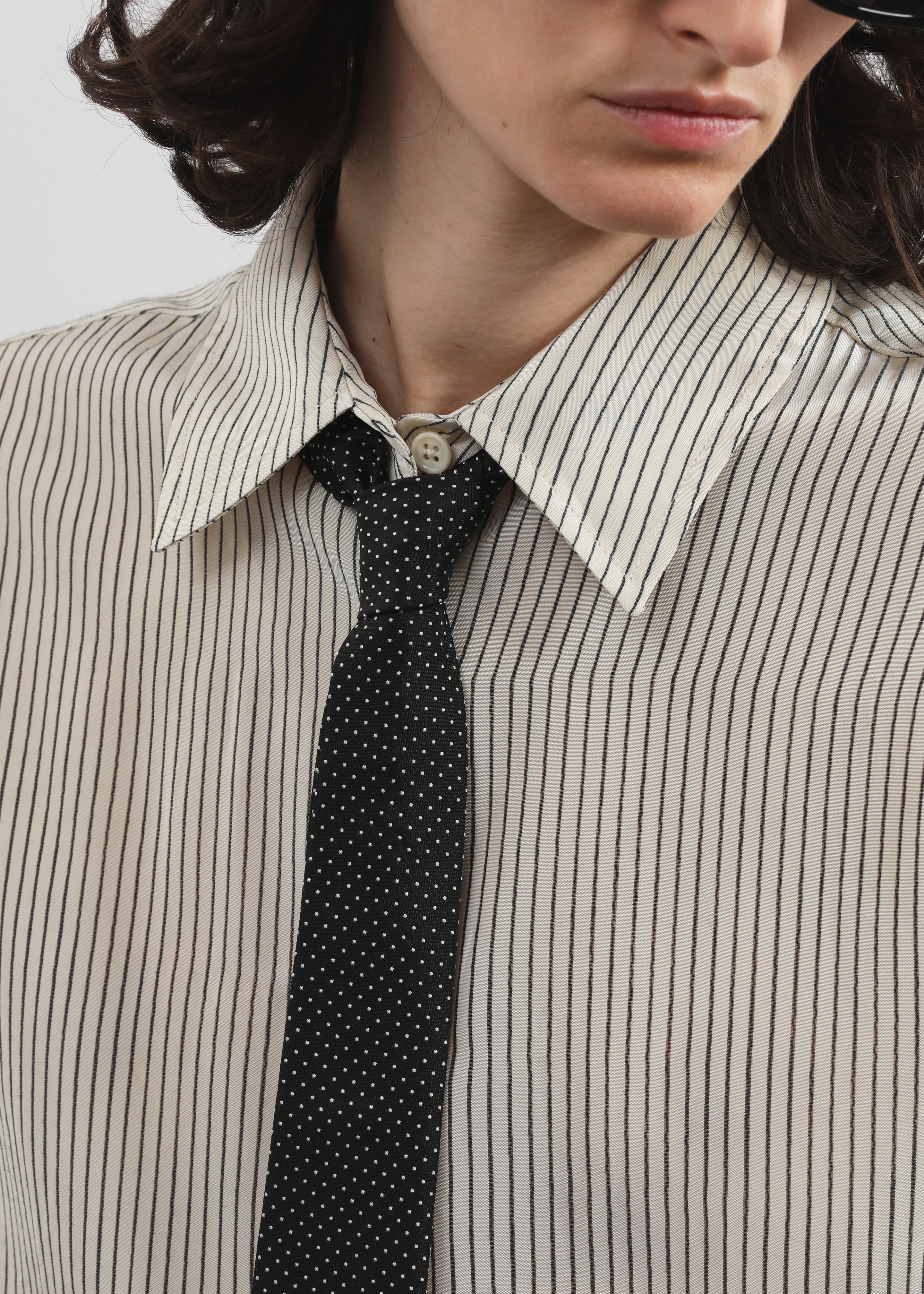 Lene Dotted Jacquard Tie - Black/White - 2