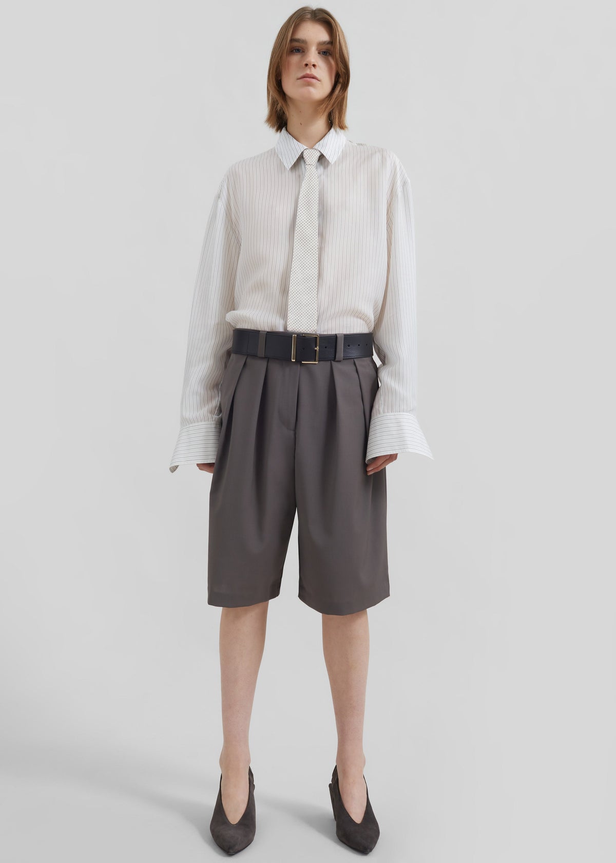 Lene Dotted Jacquard Tie - White/Black - 3