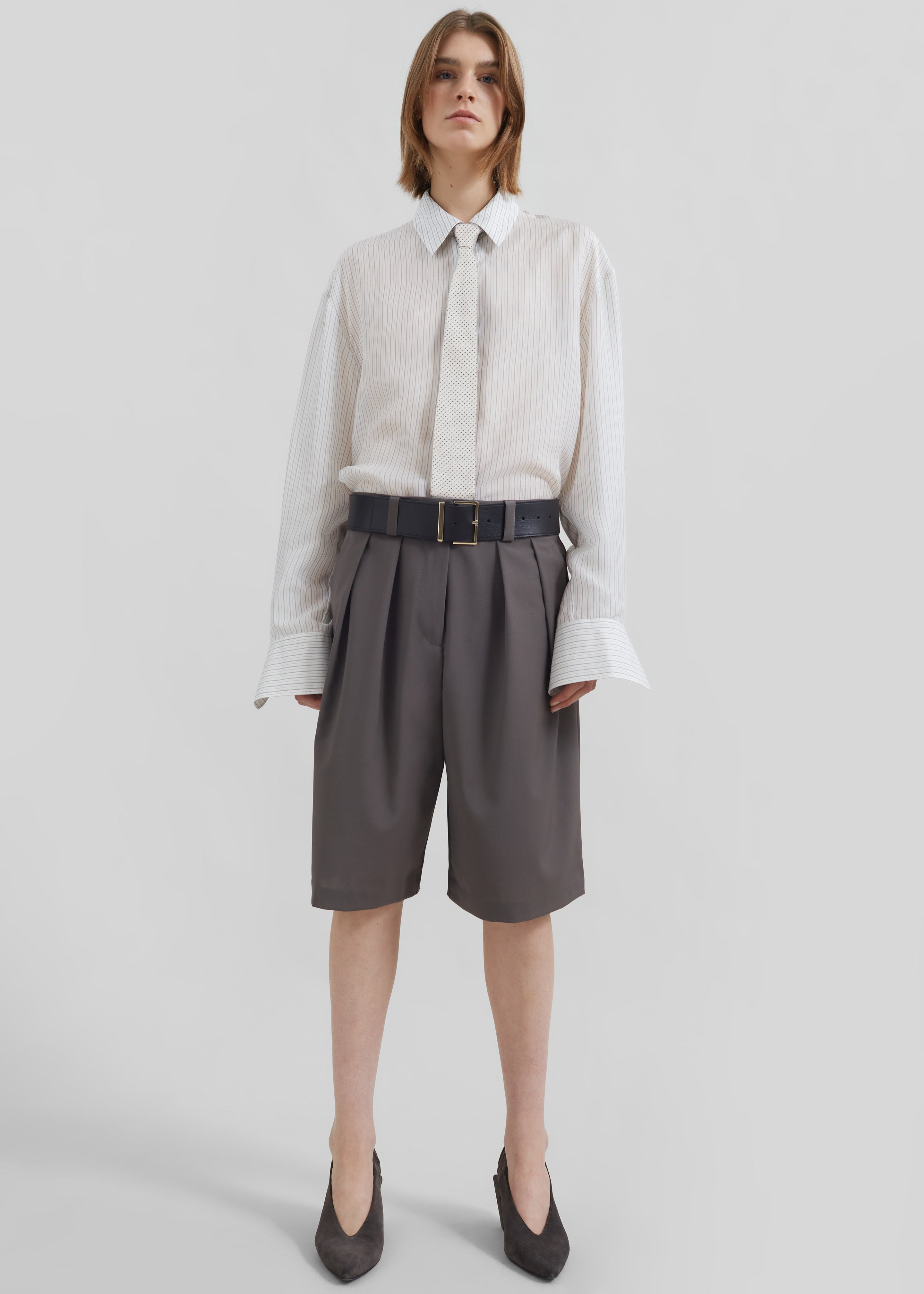 Lene Dotted Jacquard Tie - White/Black - 3