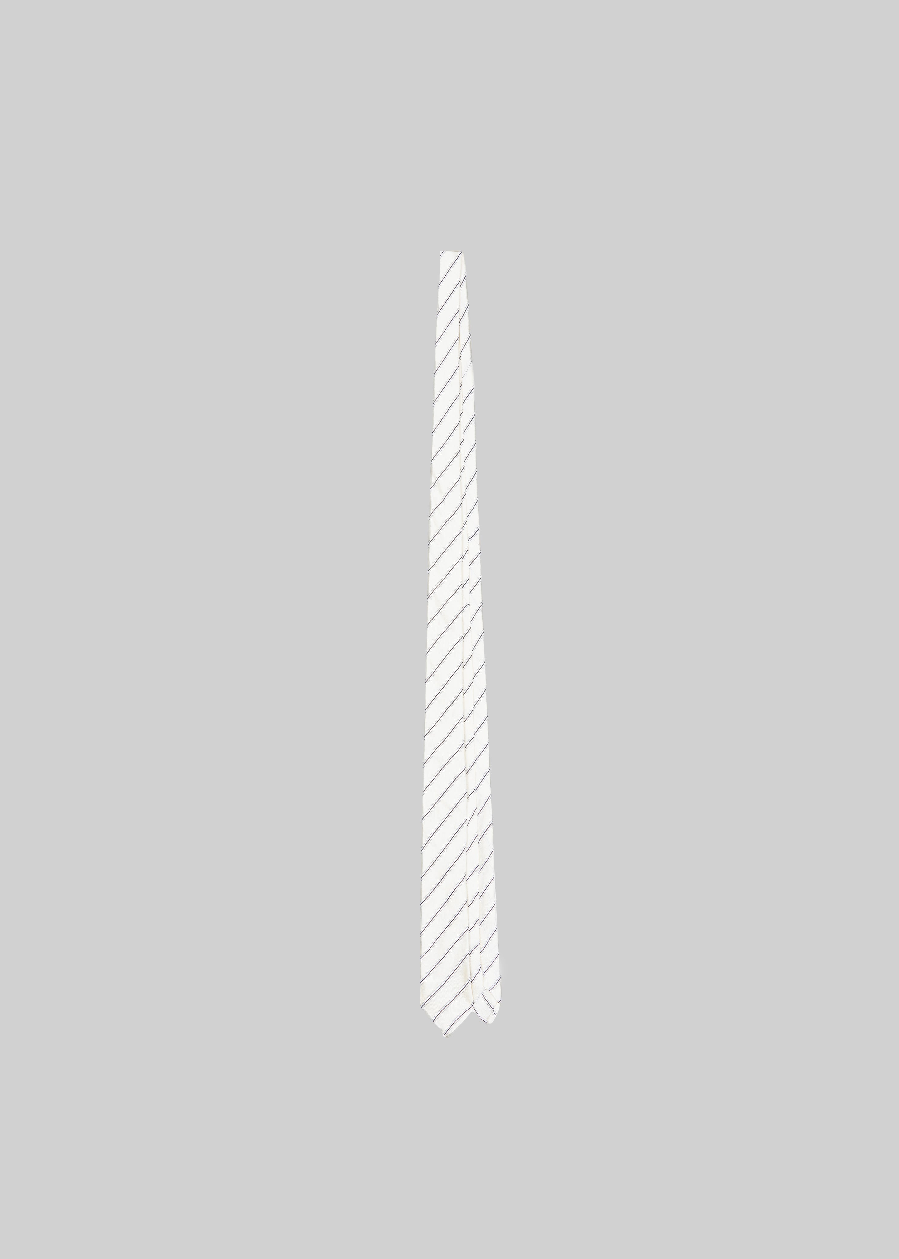 Lene Striped Silk Tie - Cream/Navy Stripe - 4