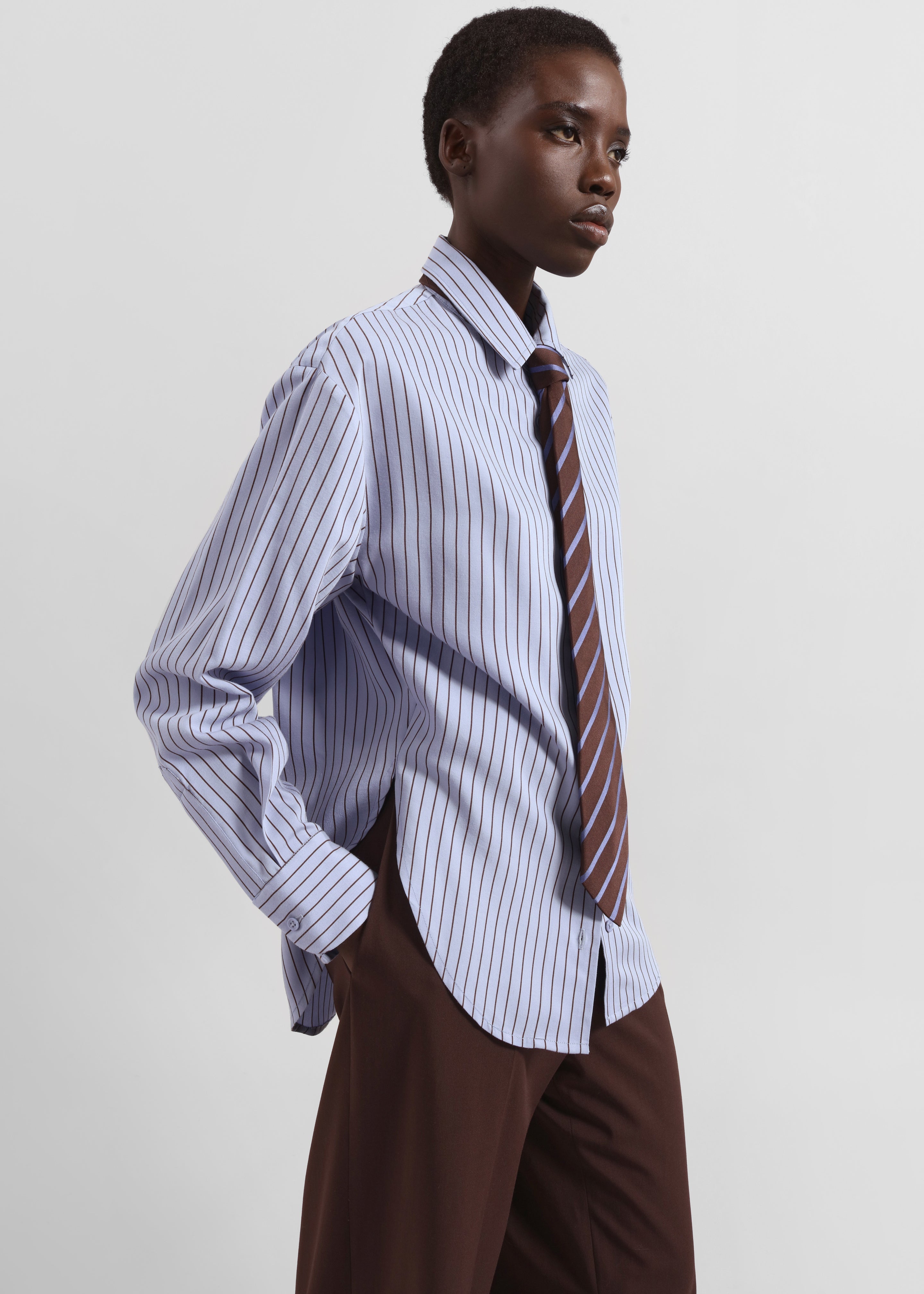 Lene Striped Tie - Brown - 4